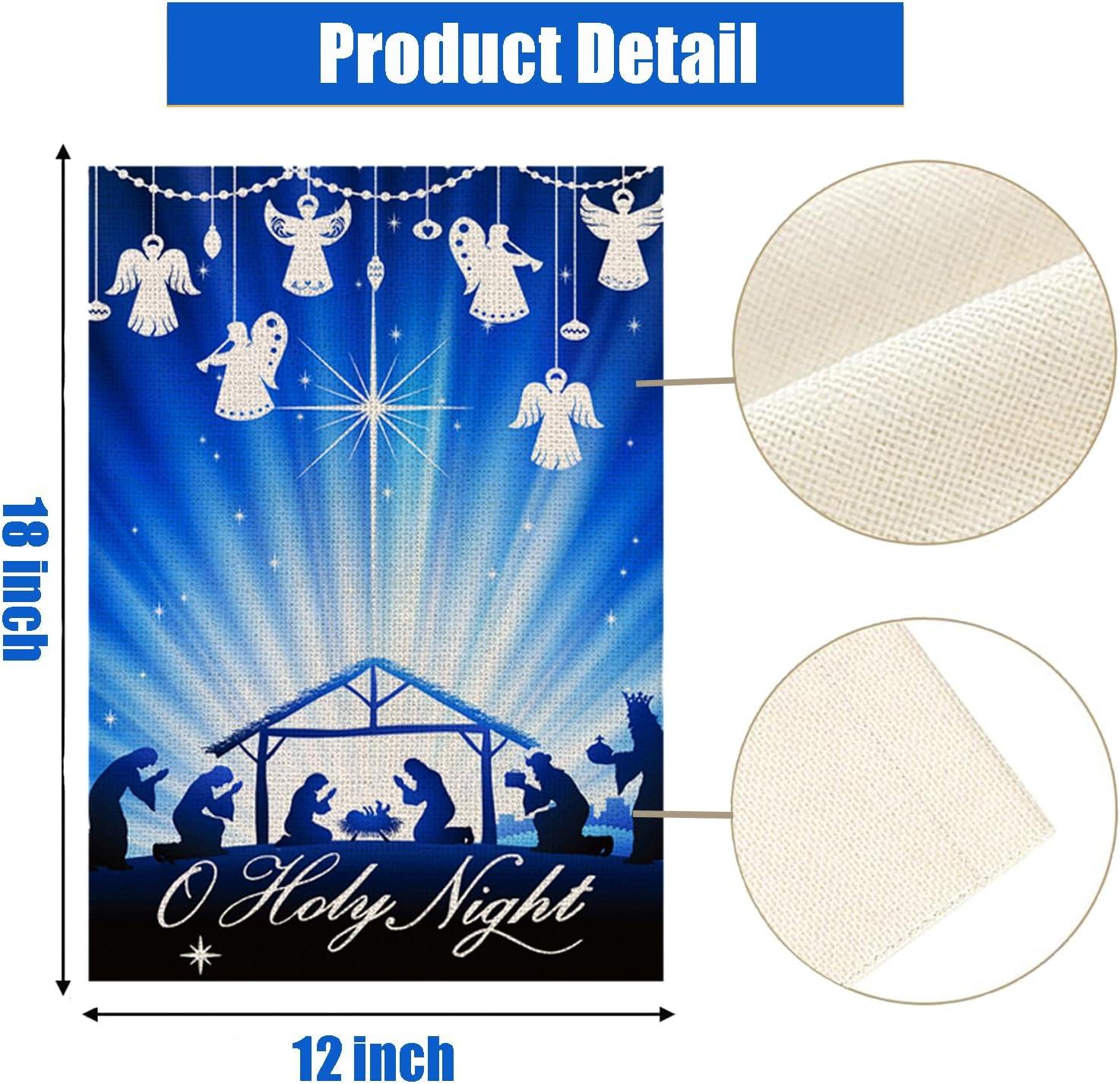 Christian Christmas Nativity Scene O Holy Night Garden Flags 12"x18" Double Sided Banner Decoration For Home Yard Lawn