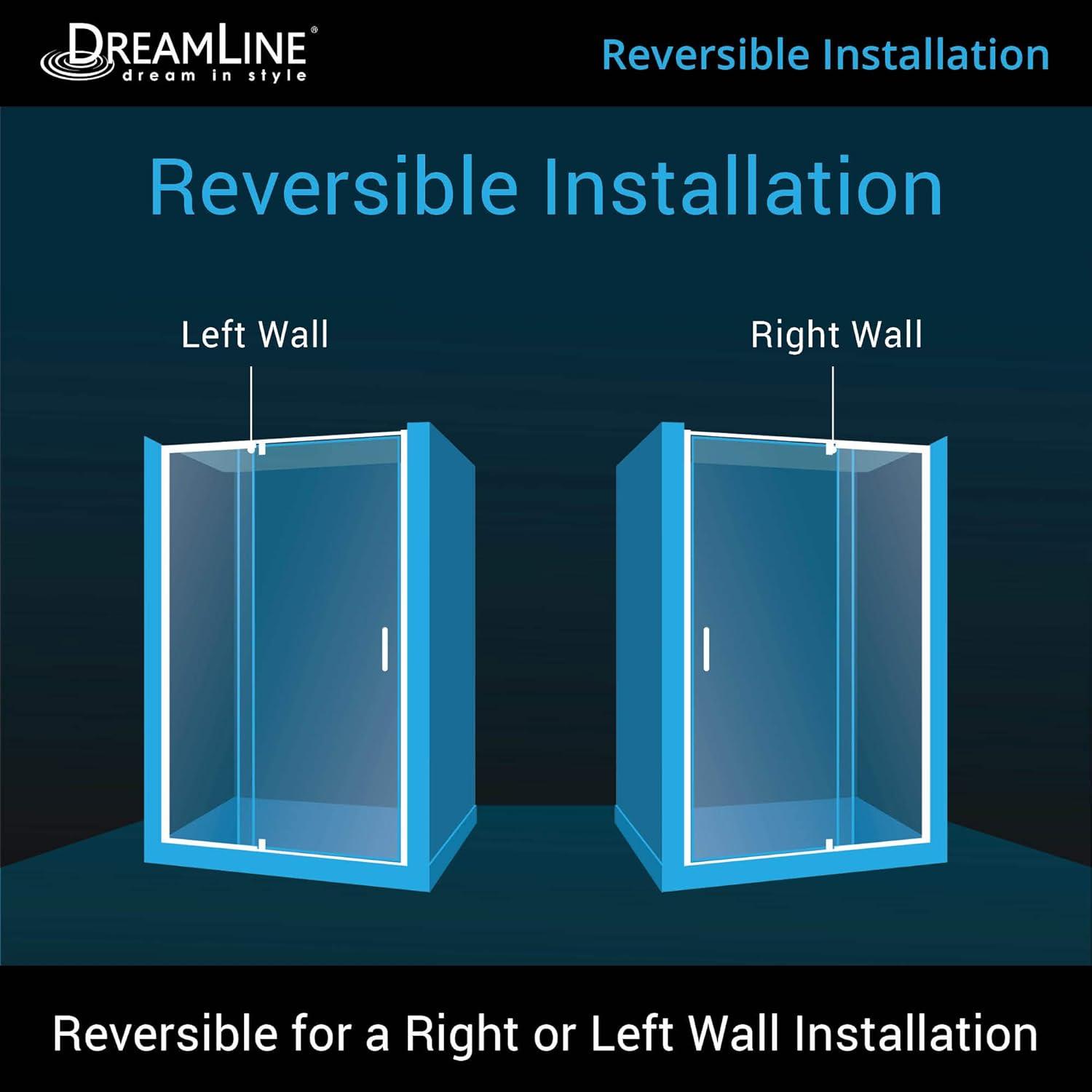 DreamLine DL-6227L-04 DreamLine Flex 30 in. D x 60 in. W x 76 3/4 in. H Semi-Frameless Shower Door, Backwalls