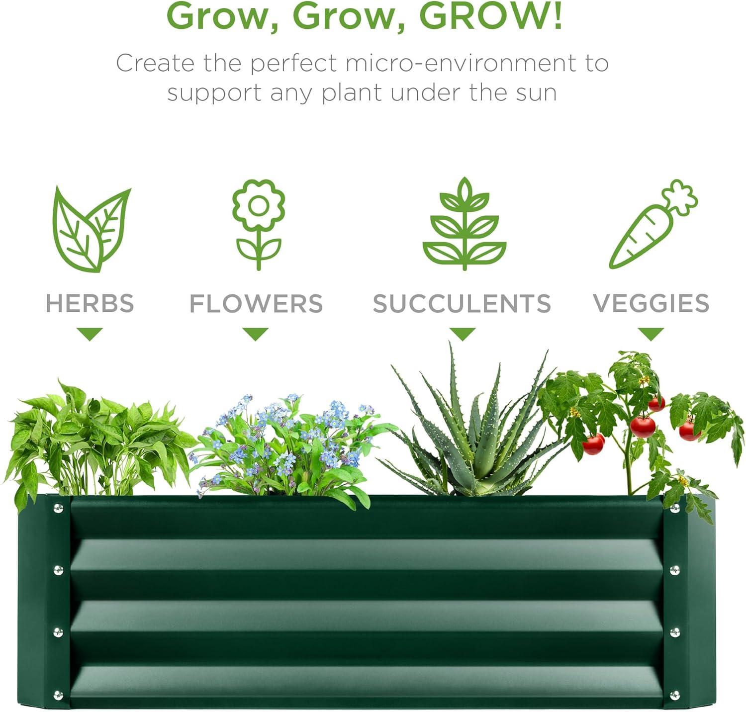 Best Choice Products 6x3x1ft Outdoor Metal Raised Garden Bed for Vegetables, Flowers, Herbs, Plants - Dark Green