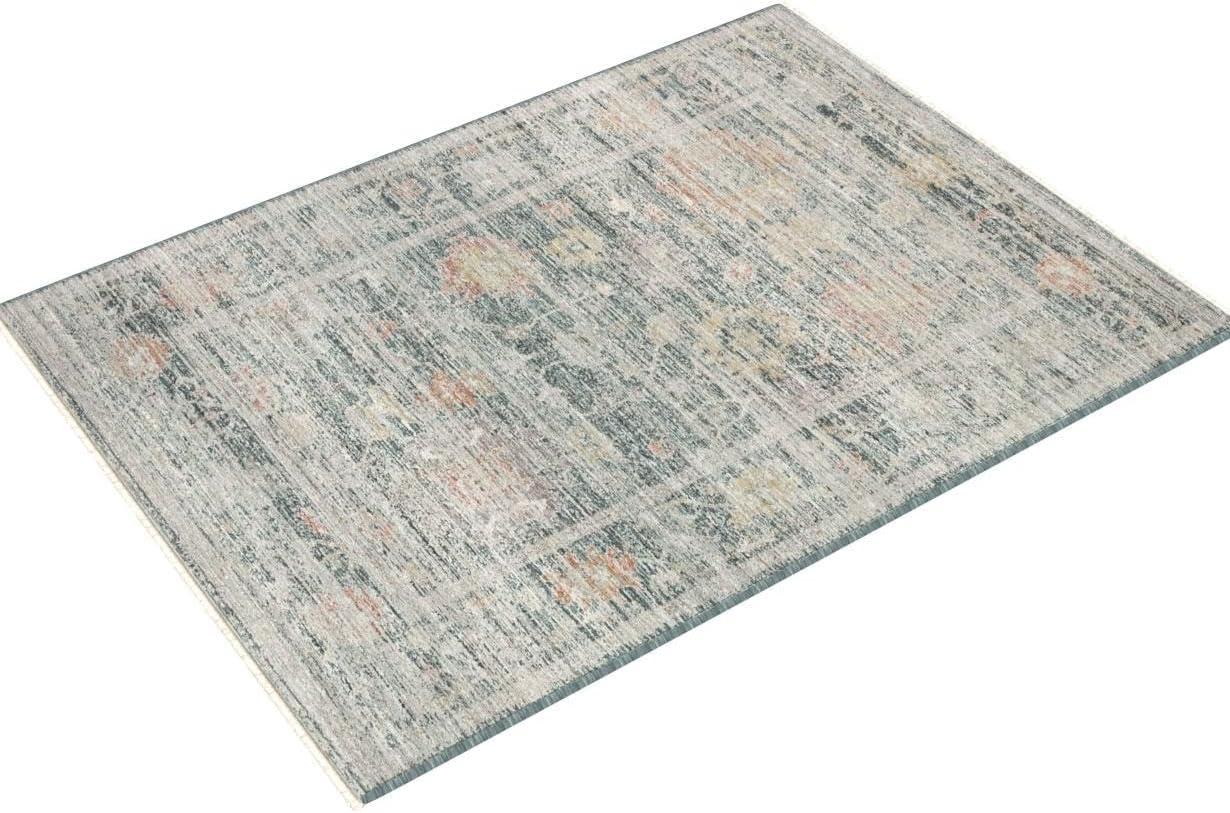 Millie Blue and Multicolor Floral Synthetic 2' x 4' Accent Rug