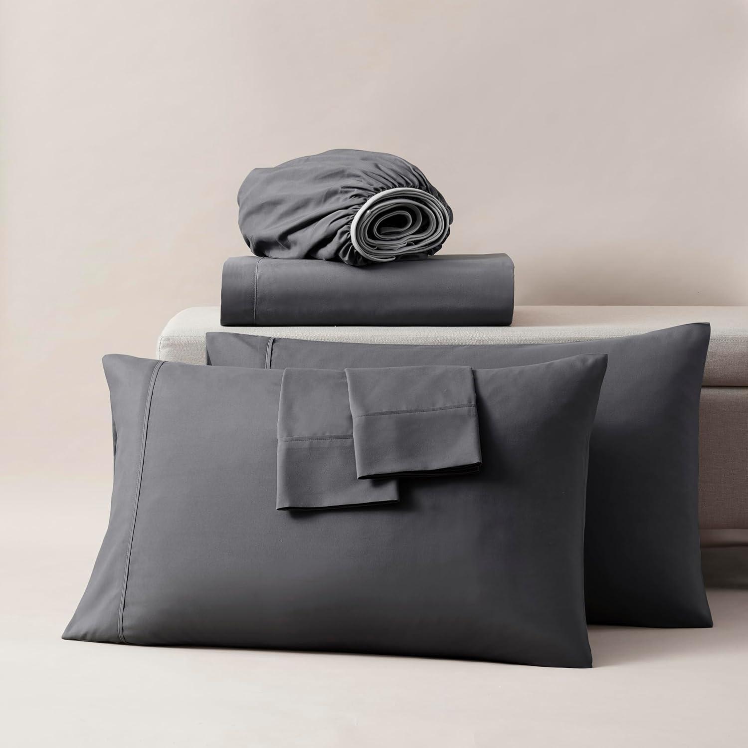 Nestl Extra Deep Pocket 6 Piece Sheet Sets, King Size Sheets & Pillowcases - Dark Gray