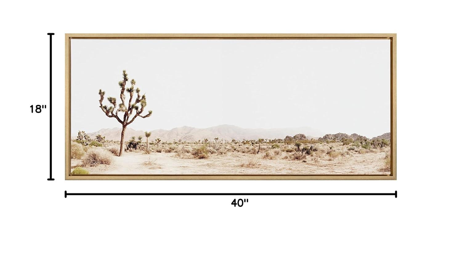 Kate and Laurel Sylvie Lone Joshua Tree Framed Canvas by Amy Peterson Art Studio, 18x40, Bright Gold