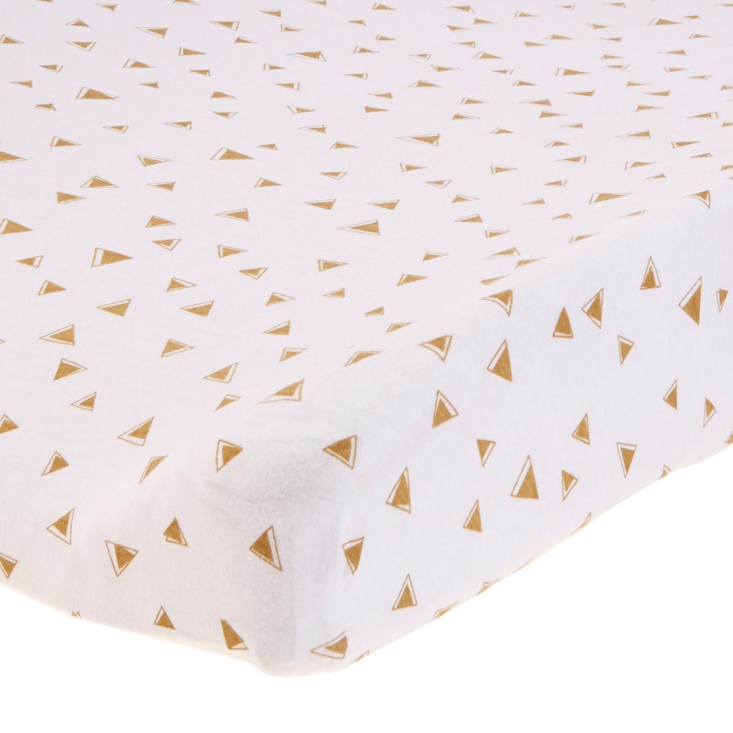 American Baby Company 2 Pack Printed 100% Natural Cotton Jersey Knit Fitted Contoured Changing Table Pad Cover, Travel Lite Mattress, Taupe Feathers and Triangles, Soft Breathable, Boys and Girls