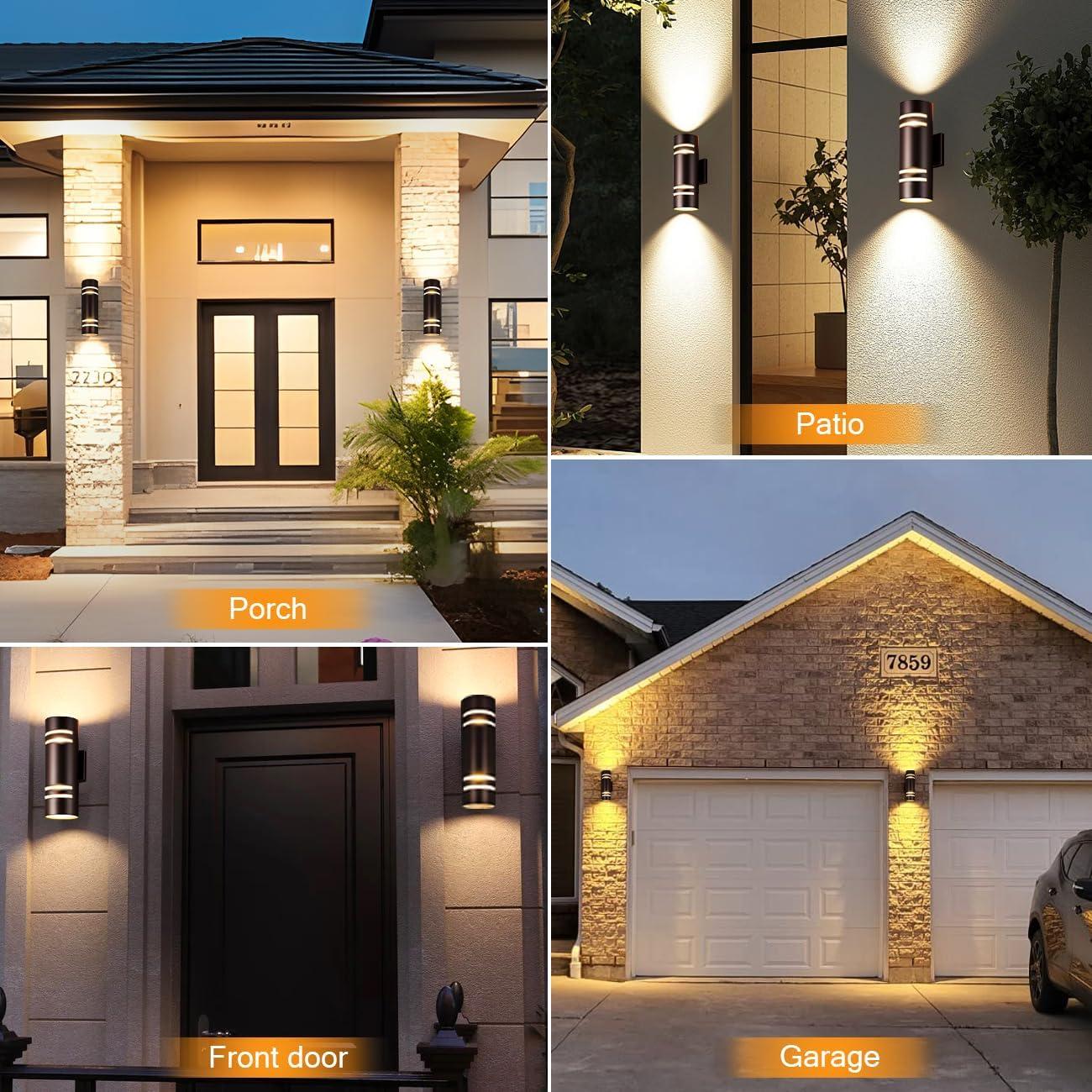 Dusk To Dawn Outdoor Lighting 2 Pack, Modern Outdoor Wall Lights Exterior ETL Listed, Oil Rubbed Bronze Cylinder Outdoor Sconce Lights, Waterproof Outside Lights For House Porch Garage