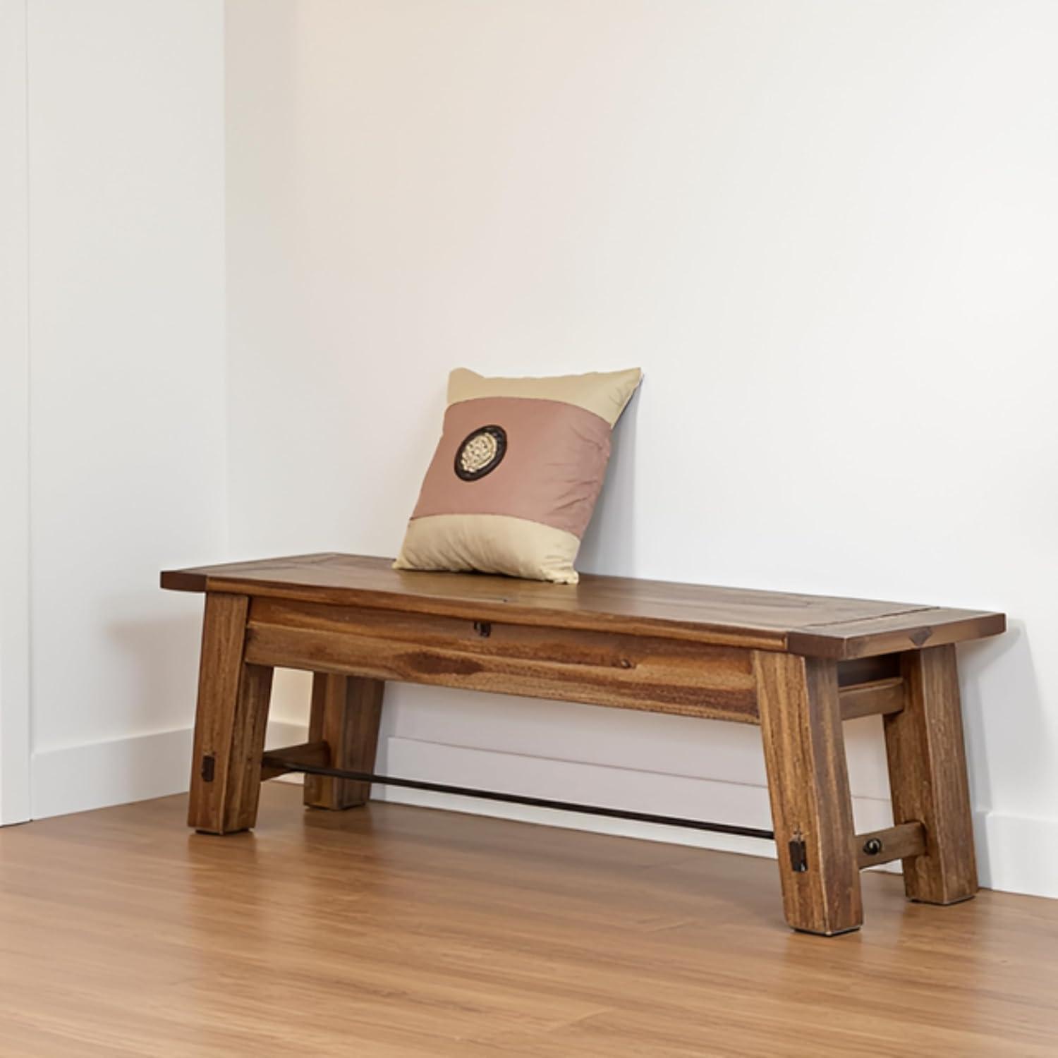 Durango Wood Entryway/Dining Bench Dark Brown - Alaterre Furniture: Industrial Accent, 60" Long