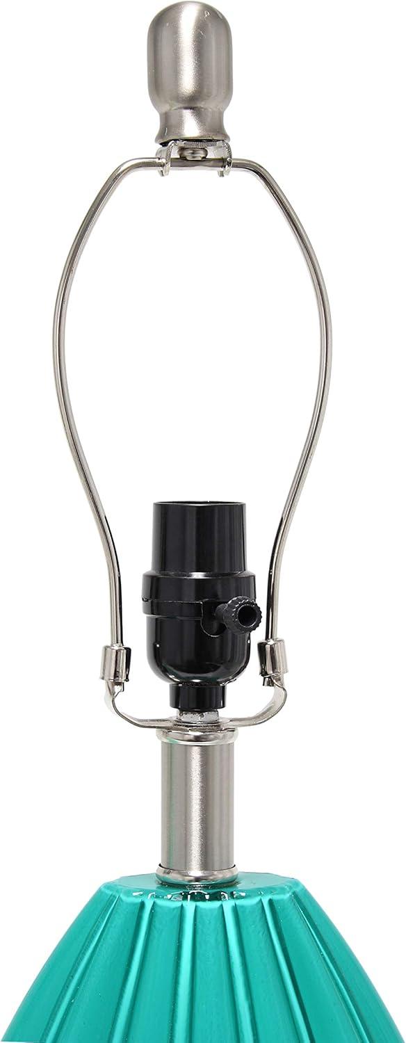 Elegant Designs Modern Creased Table Lamp with Fabric Shade - Teal