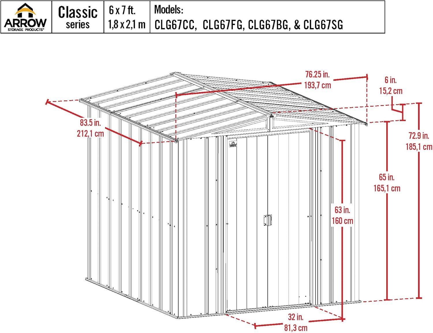 Arrow 6 ft. W x 7 ft. D Steel Vertical Storage Shed