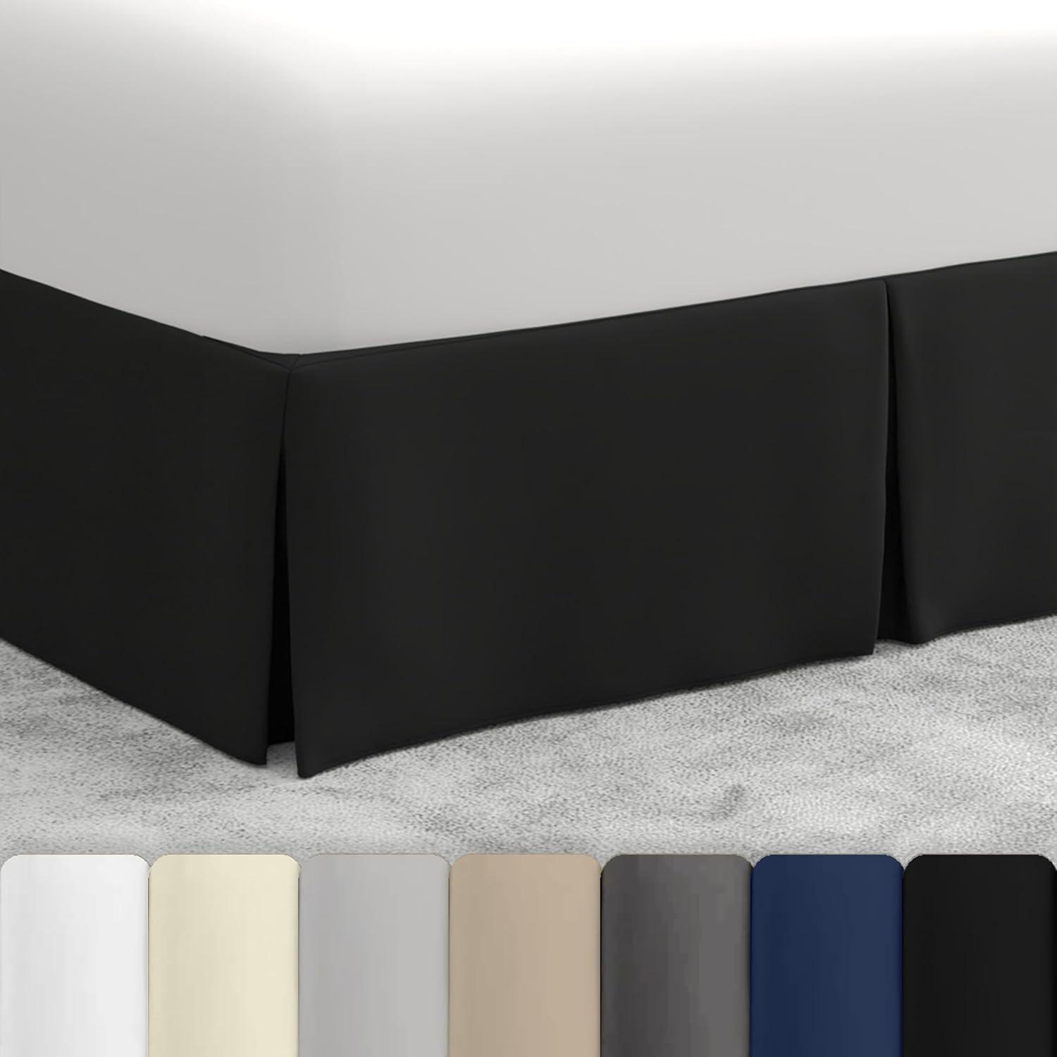 Bed Maker's Wrap-Around Hassle Free, Never Lift Your Mattress Tailored Bed Skirt, 14" Drop Length, King, Black