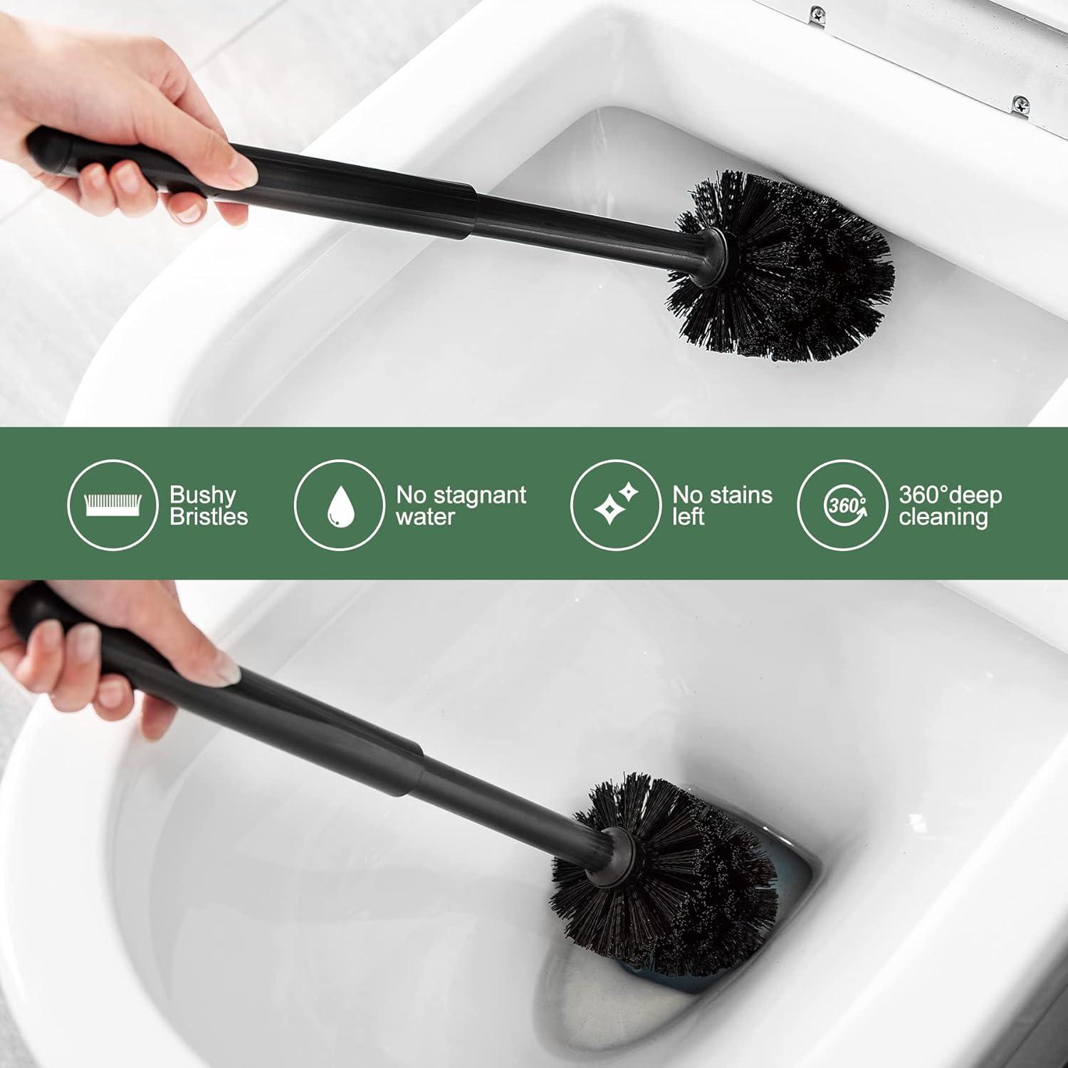 Black 2-in-1 Toilet Plunger and Brush Set with Holder