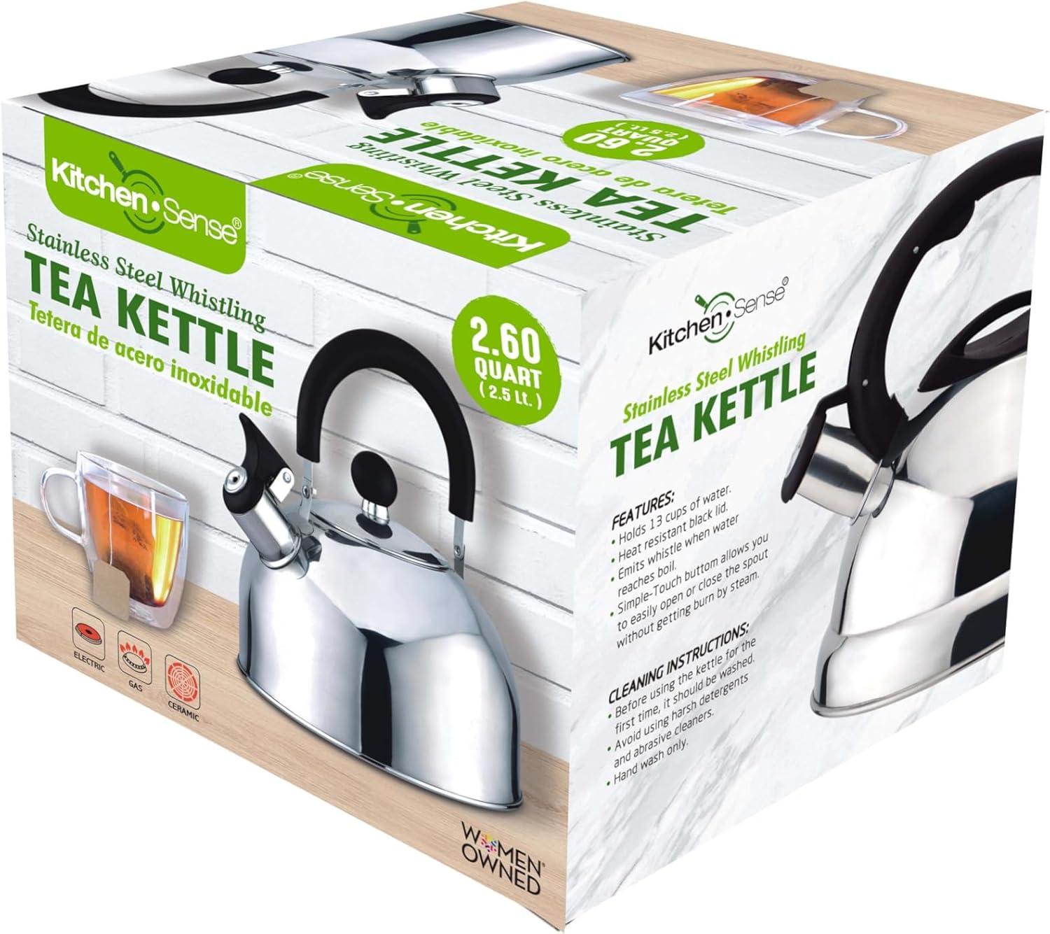 J&V TEXTILES Stainless Steel Whistling Tea Kettle, 2.5-Quart