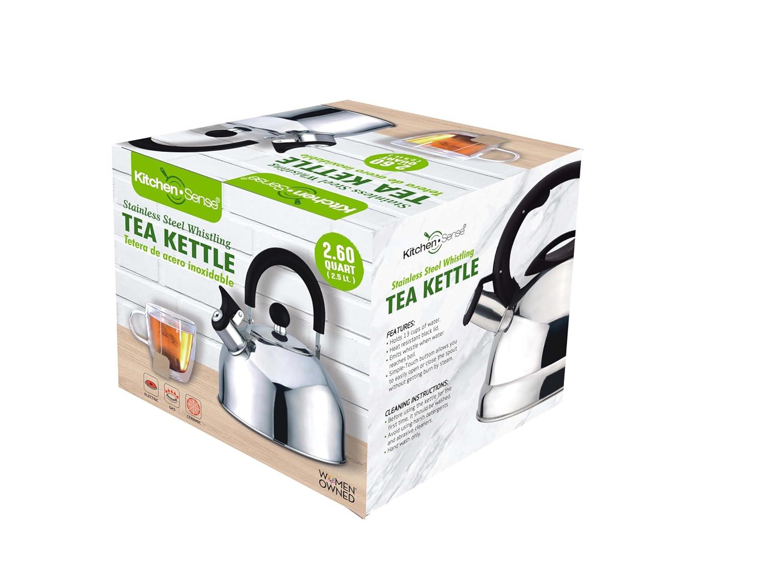 J&V TEXTILES Stainless Steel Whistling Tea Kettle, 2.5-Quart