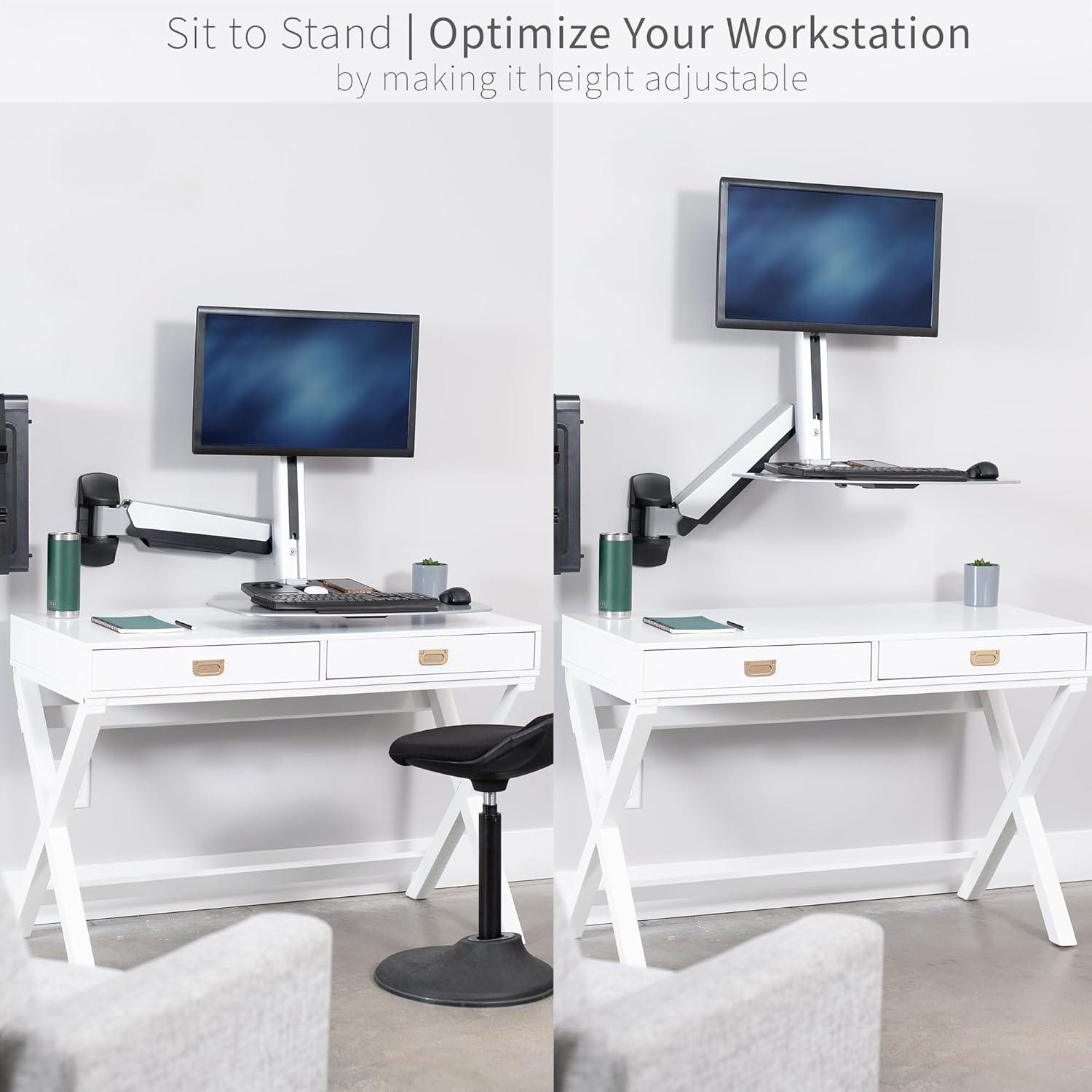 Single Monitor & Keyboard Sit-Stand Wall Mount | Standing Transition Workstation