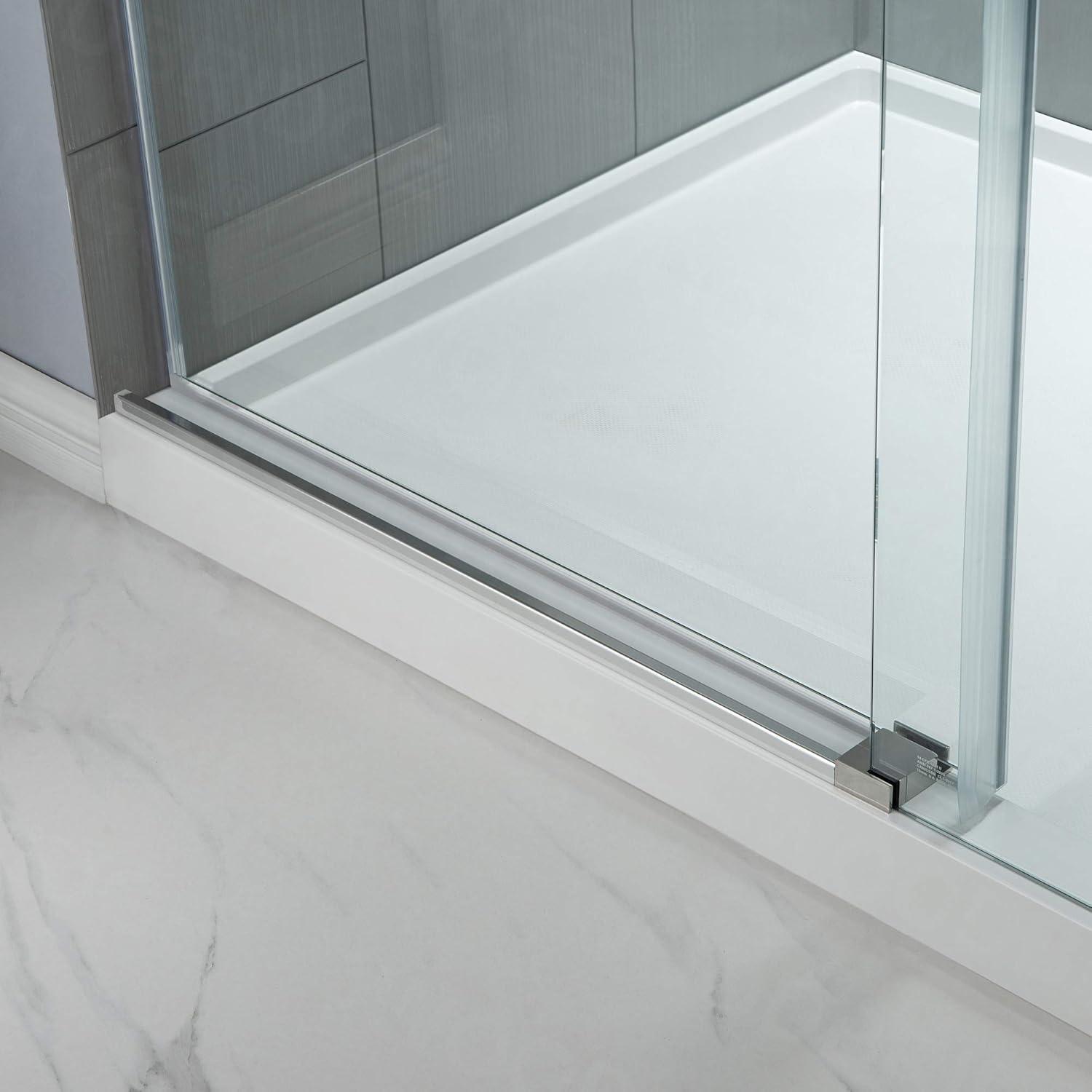 WoodBridge Frameless Single Sliding Shower Door with Soft Close System, 57.5-60" Width x 80"Height with 5/16"(8mm) Clear Tempered Glass & Reviews | Wayfair