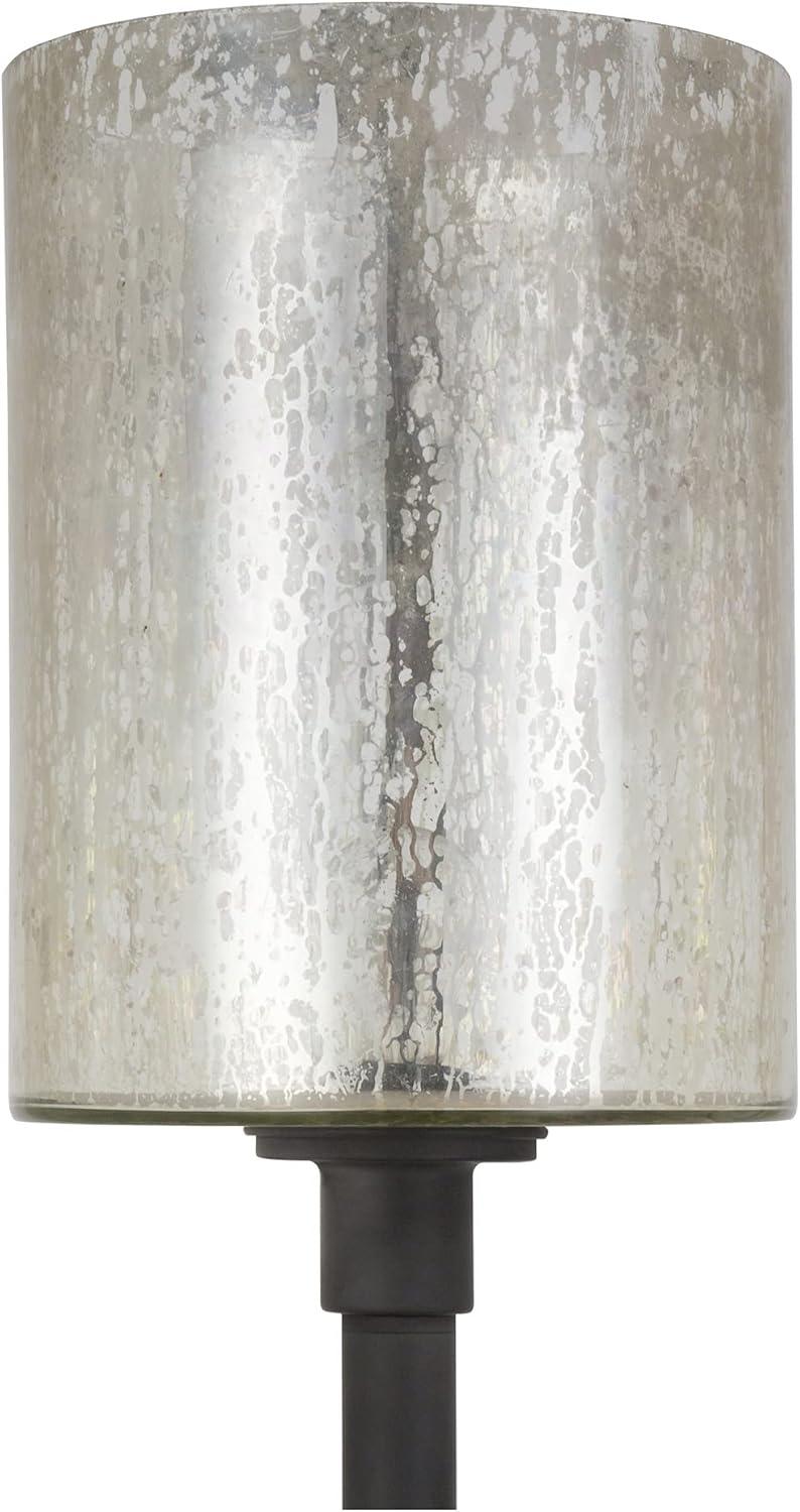 Numit 68.75" Tall Floor Lamp with Glass Shade in Brass/Mercury Glass