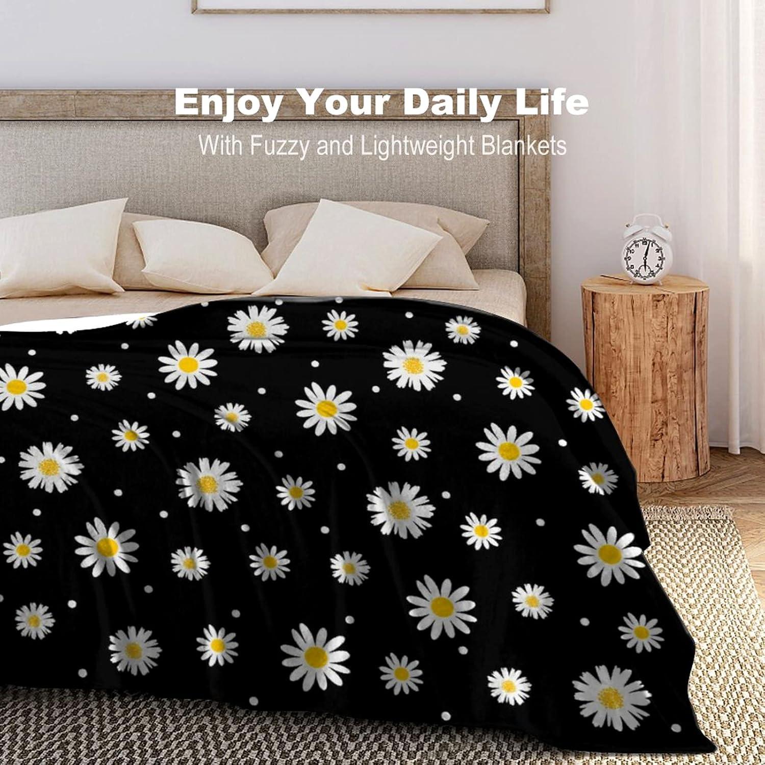 Daisy Blanket Floral Daisies Fuzzy Flannel Throw Blankets Flowers Plush Decor Cozy Bedding for Bed Couch Living Room Kids Girls Women Adults Gifts 50"X40"