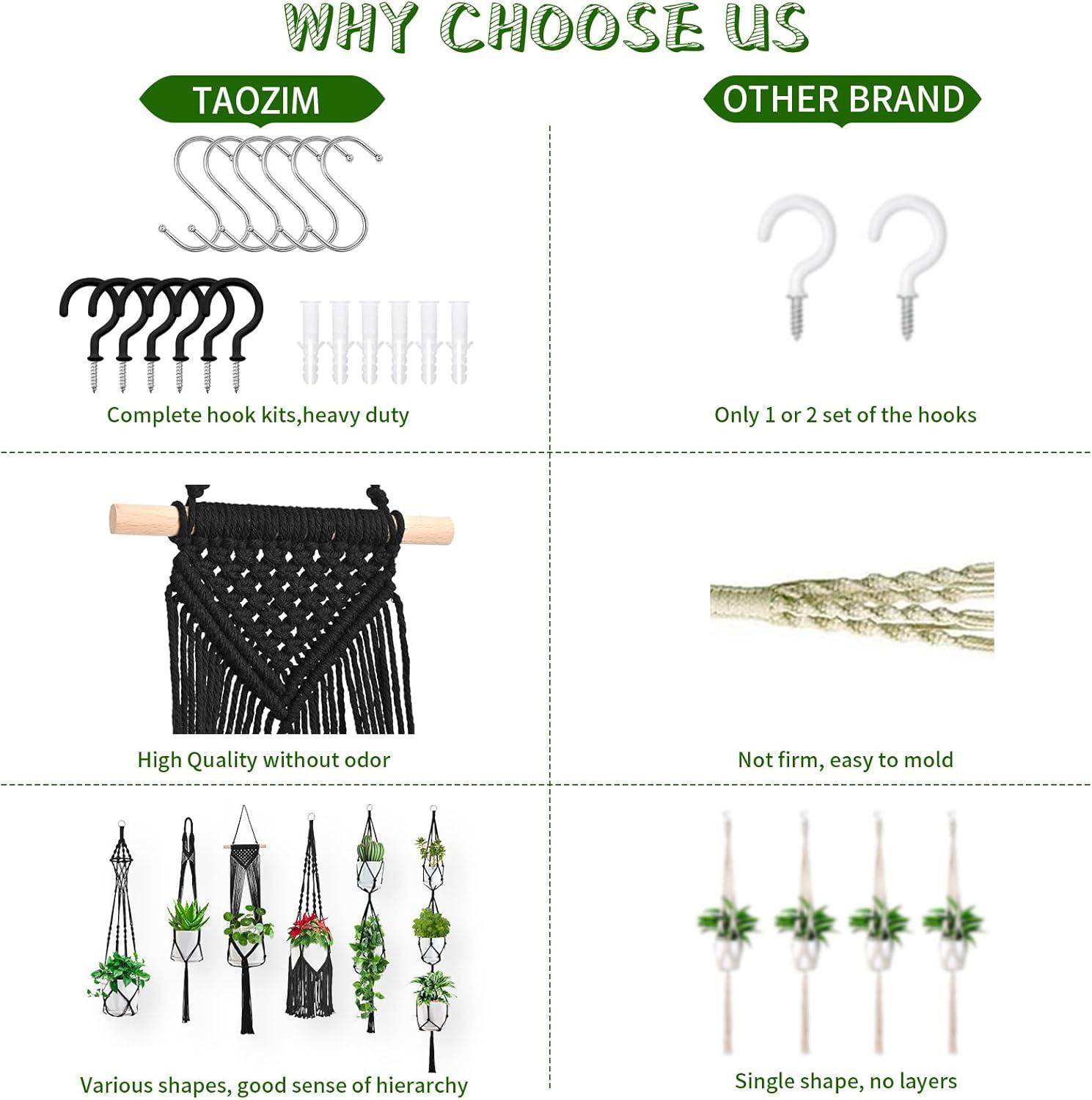 Plant Hangers, 6Pack Hanging for Indoor Plants W/Hangers Kit Handmade Macromay Plant Hangers Indoor Flower Pots