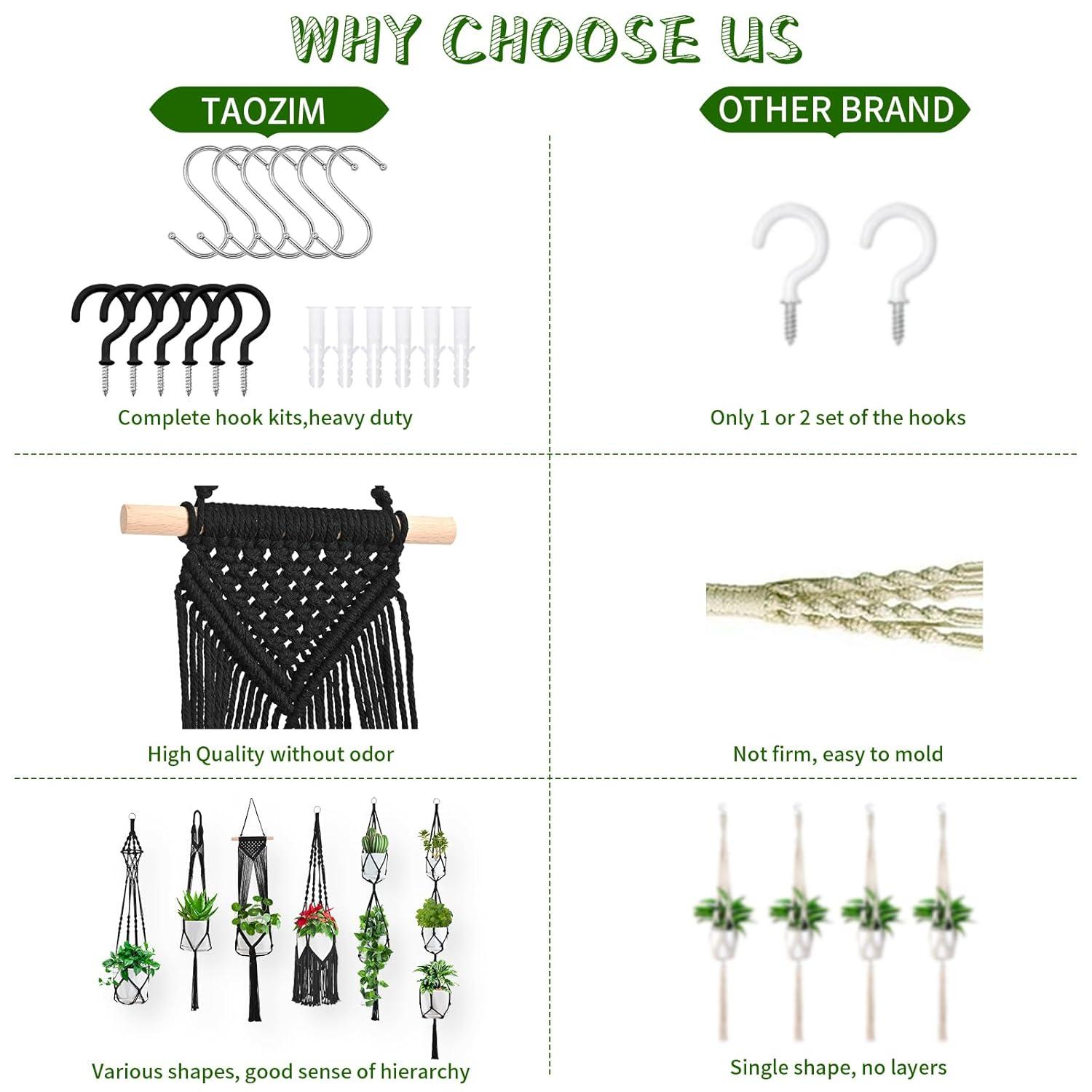 Plant Hangers, 6Pack Hanging for Indoor Plants W/Hangers Kit Handmade Macromay Plant Hangers Indoor Flower Pots