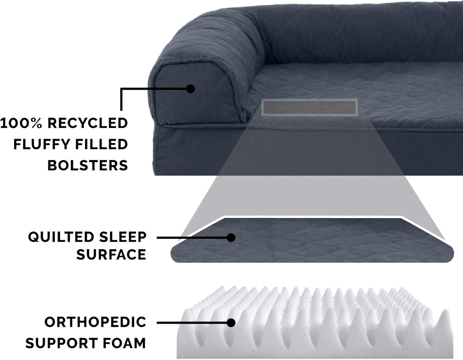 FurHaven Quilted Orthopedic Bolster Sofa Pet Bed