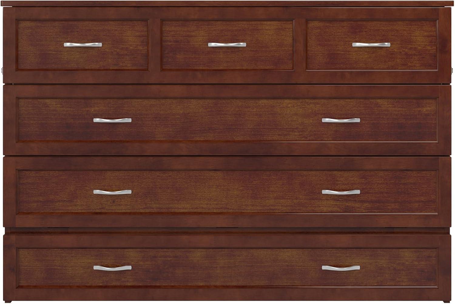 Queen Northfield Murphy Bed Chest Walnut - AFI: Hardwood Frame, Built-In USB Ports & Storage Drawer