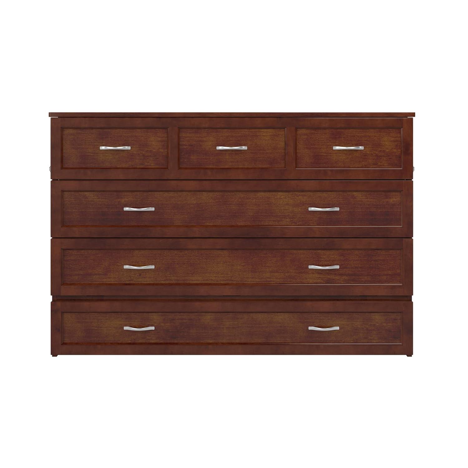 Queen Northfield Murphy Bed Chest Walnut - AFI: Hardwood Frame, Built-In USB Ports & Storage Drawer