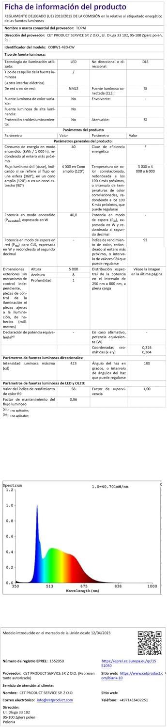 12V COB LED Strip Light Daylight White 5000K Waterproof IP65 480LEDs/M Super Bright 4000Lm CRI>90 16.4ft/5M Dotless High Density Cuttable Flexible for Cabinet Home DIY Lighting Projects