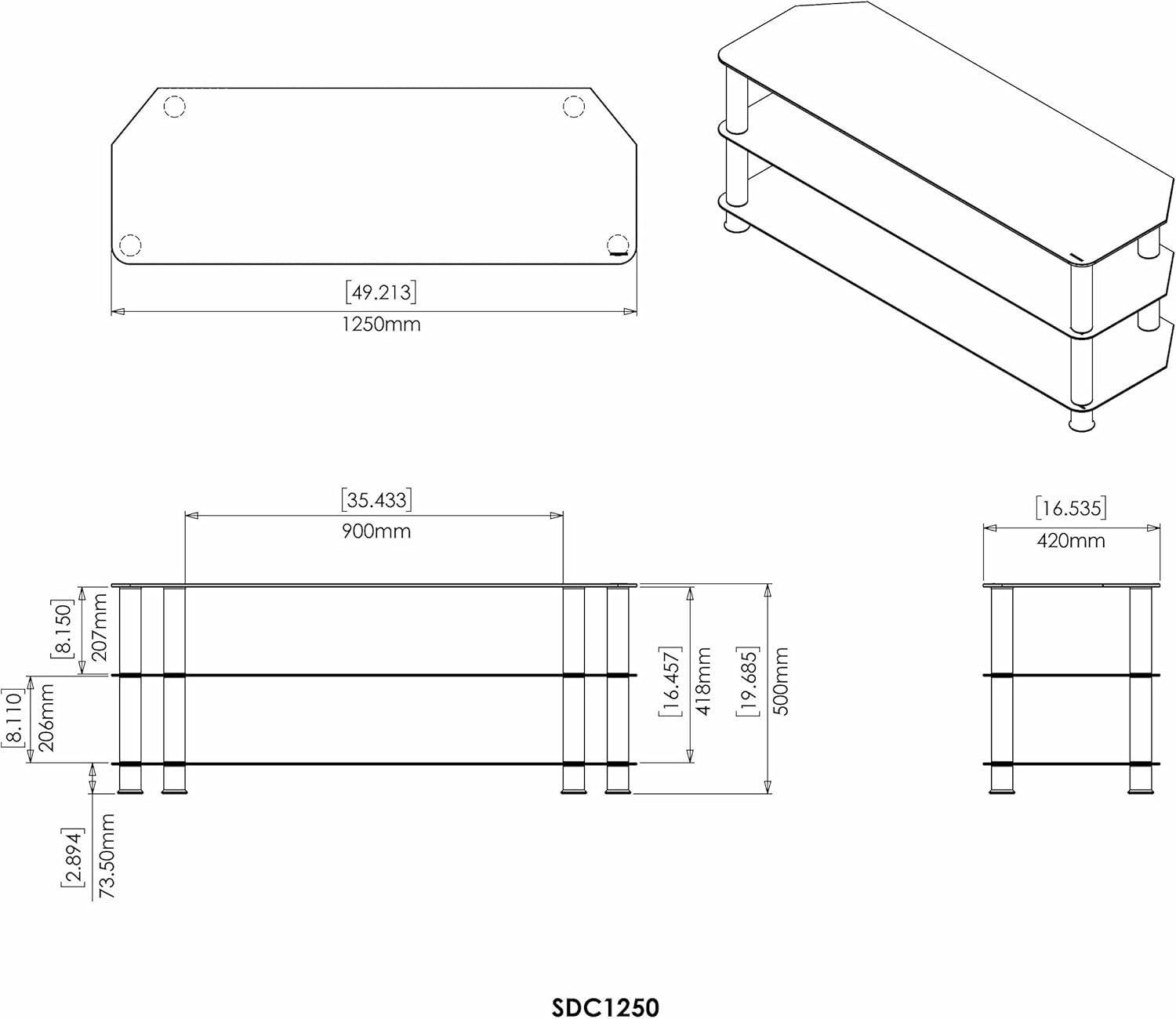 AVF Transitional Steel and Glass TV Stand for up to 60" TVs in Black/Chrome