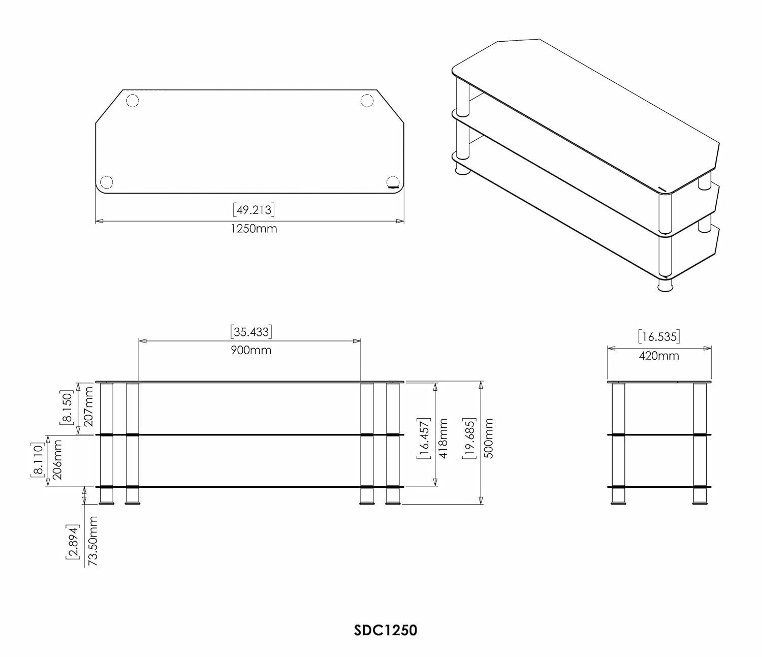 AVF Transitional Steel and Glass TV Stand for up to 60" TVs in Black/Chrome