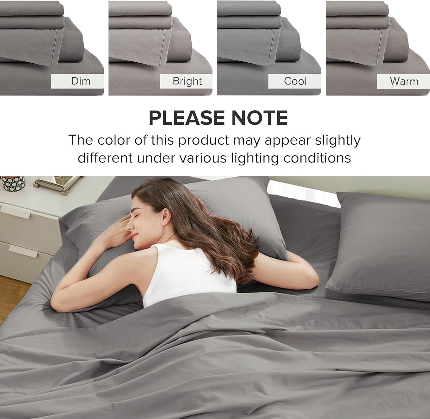 Regency Heights Cotton 144TC Queen 100% Cotton Solid Sheet Set in Dark Gray