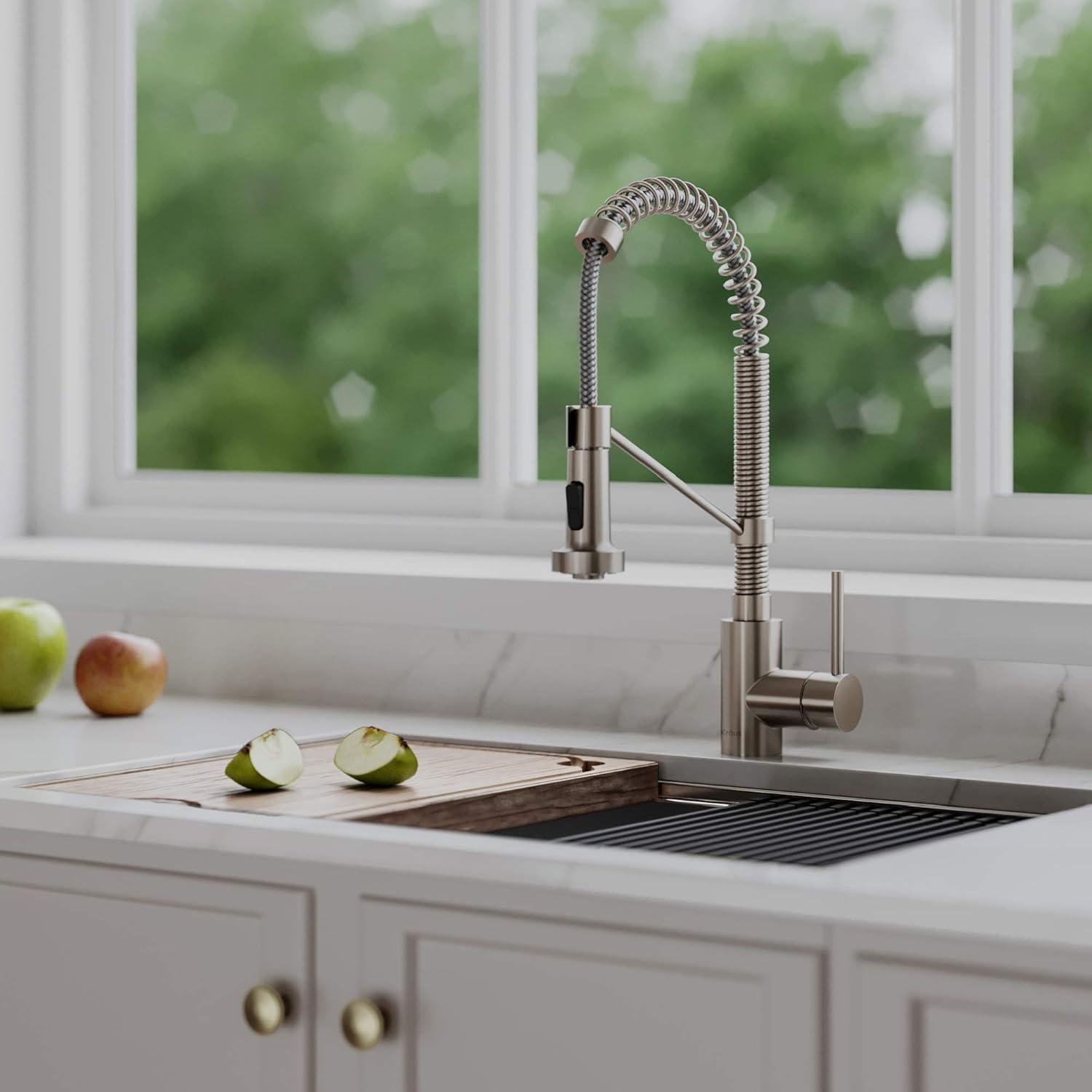 KRAUS Bolden Commercial Style 2-Function Single Handle Pull Down Kitchen Faucet with Soap Dispenser