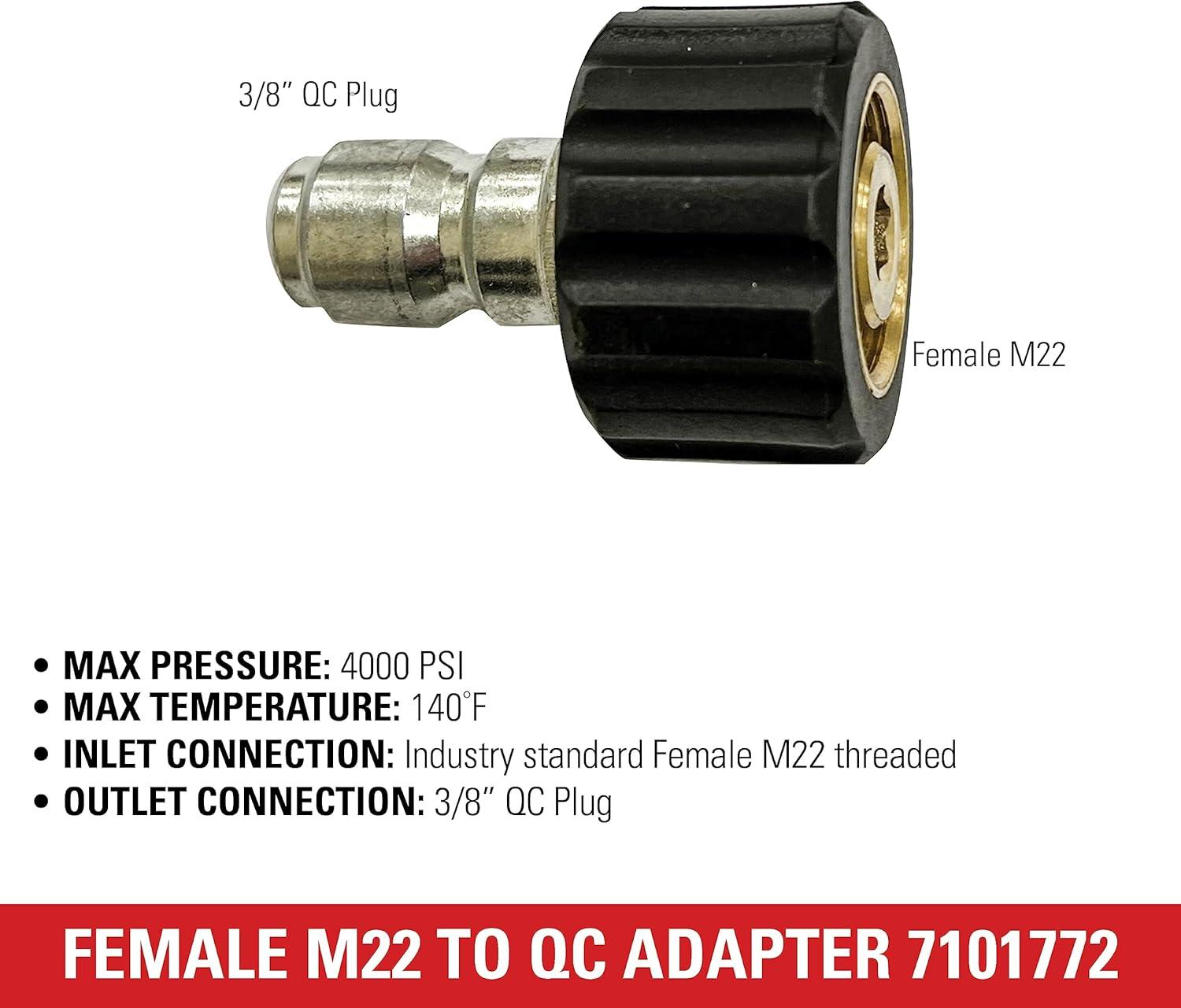 Simpson Genuine OEM Adapter, 3/8" QC Plug X M22 - 7101772