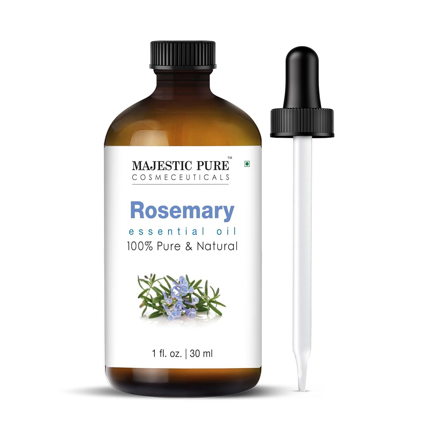 Majestic Pure Rosemary Essential Oil with Glass Dropper - 1 Fl Oz - 100% Pure and Natural Rosemary Oil - Premium Grade Essential Oils for Diffuser, Aromatherapy, Soap and Candle Making