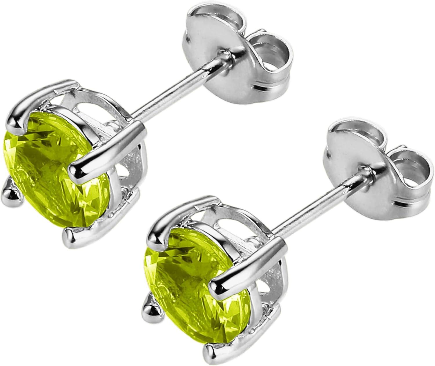 Amazon Essentials Sterling Silver Round Birthstone Stud Earrings (previously Amazon Collection)