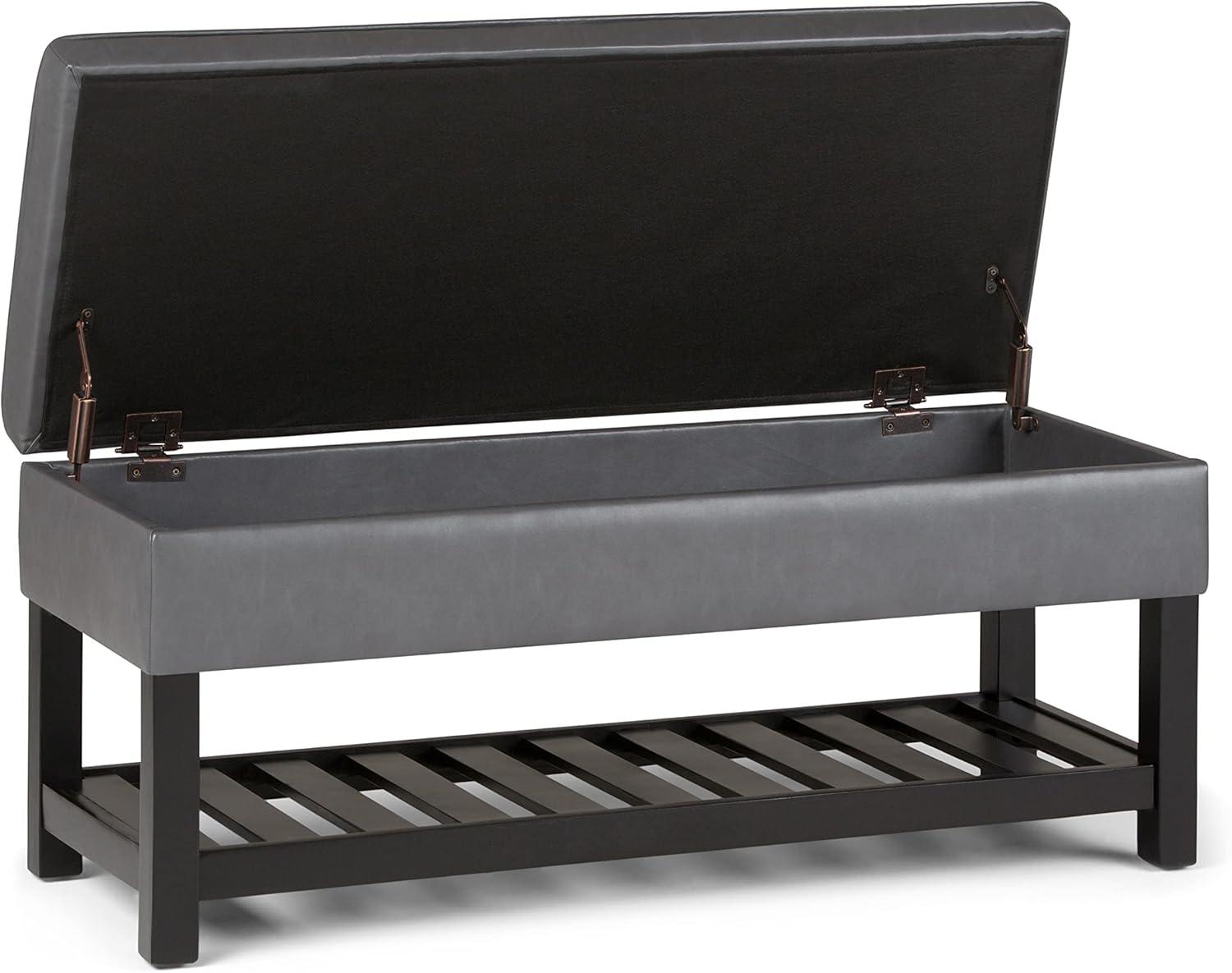 Simpli Home Cosmopolitan 44"W Transitional Tufted Storage Ottoman Bench with Lift Top