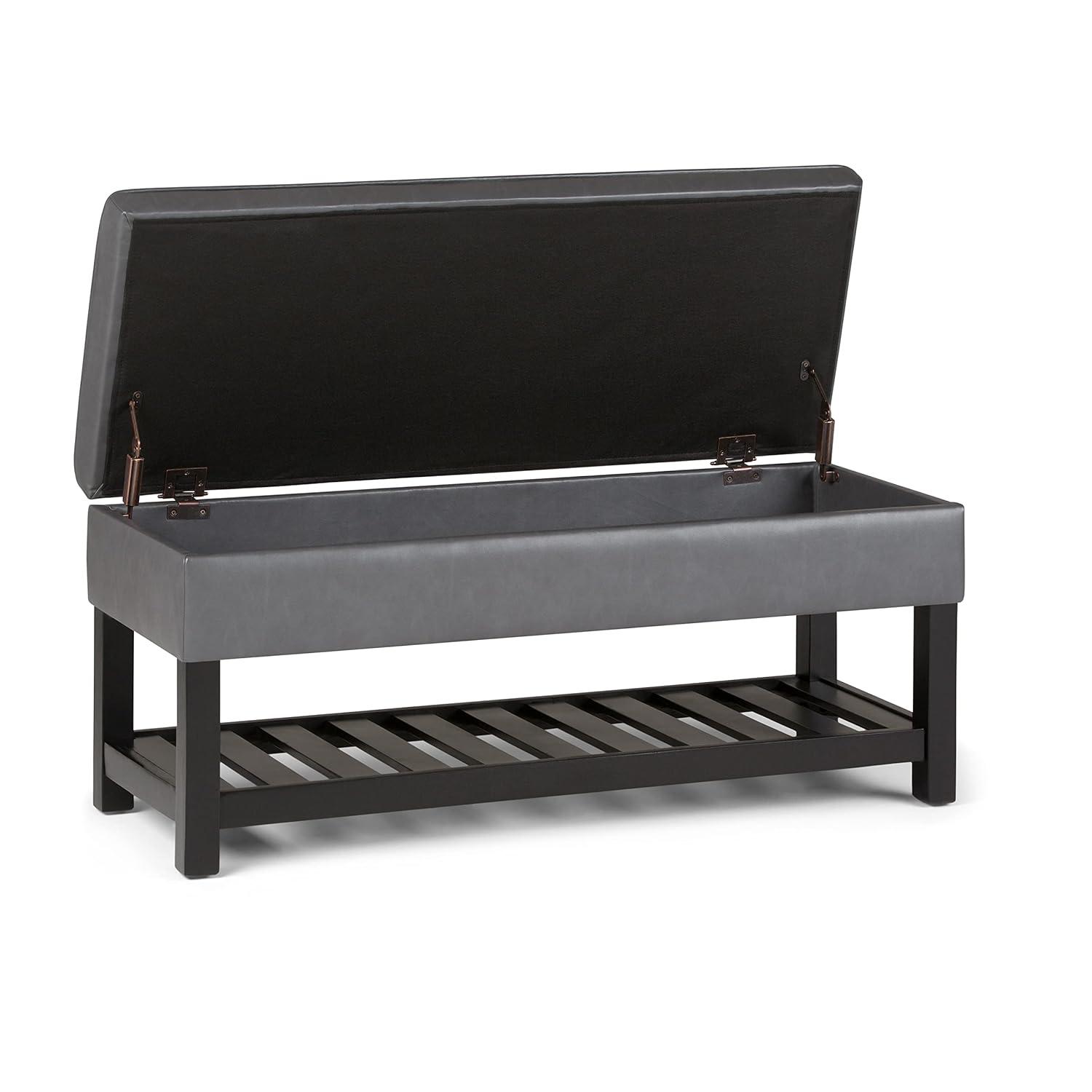 Simpli Home Cosmopolitan 44"W Transitional Tufted Storage Ottoman Bench with Lift Top