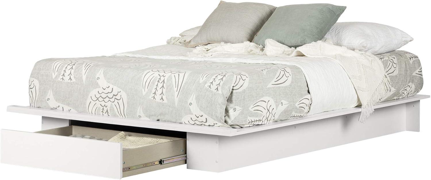 South Shore Full/Queen Holland Platform Bed with Drawer, Pure White