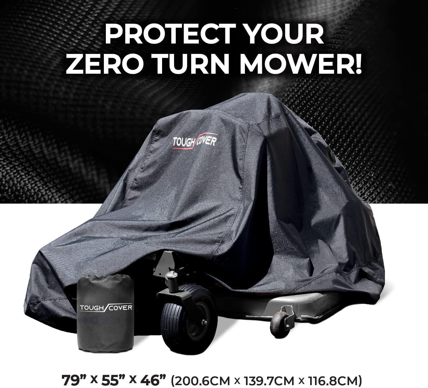 Tough Cover Zero-Turn Mower Cover, Extreme Edition, Heavy Duty 600D Marine Grade Fabric, Universal Fit Lawn Mower Covers, Protects Against UV, Dust, Dirt, Wind for Outdoor Protection (Black)