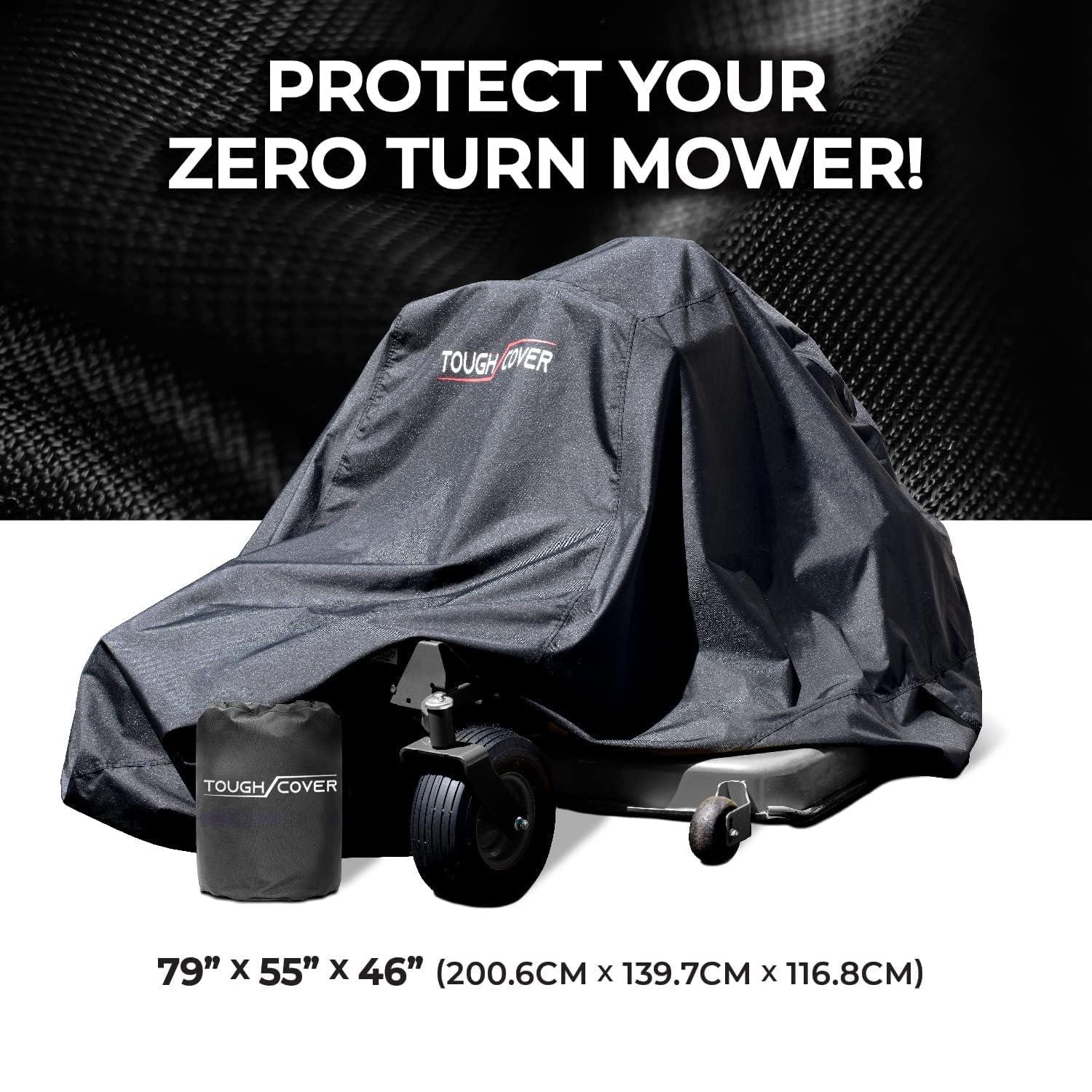 Tough Cover Zero-Turn Mower Cover, Extreme Edition, Heavy Duty 600D Marine Grade Fabric, Universal Fit Lawn Mower Covers, Protects Against UV, Dust, Dirt, Wind for Outdoor Protection (Black)