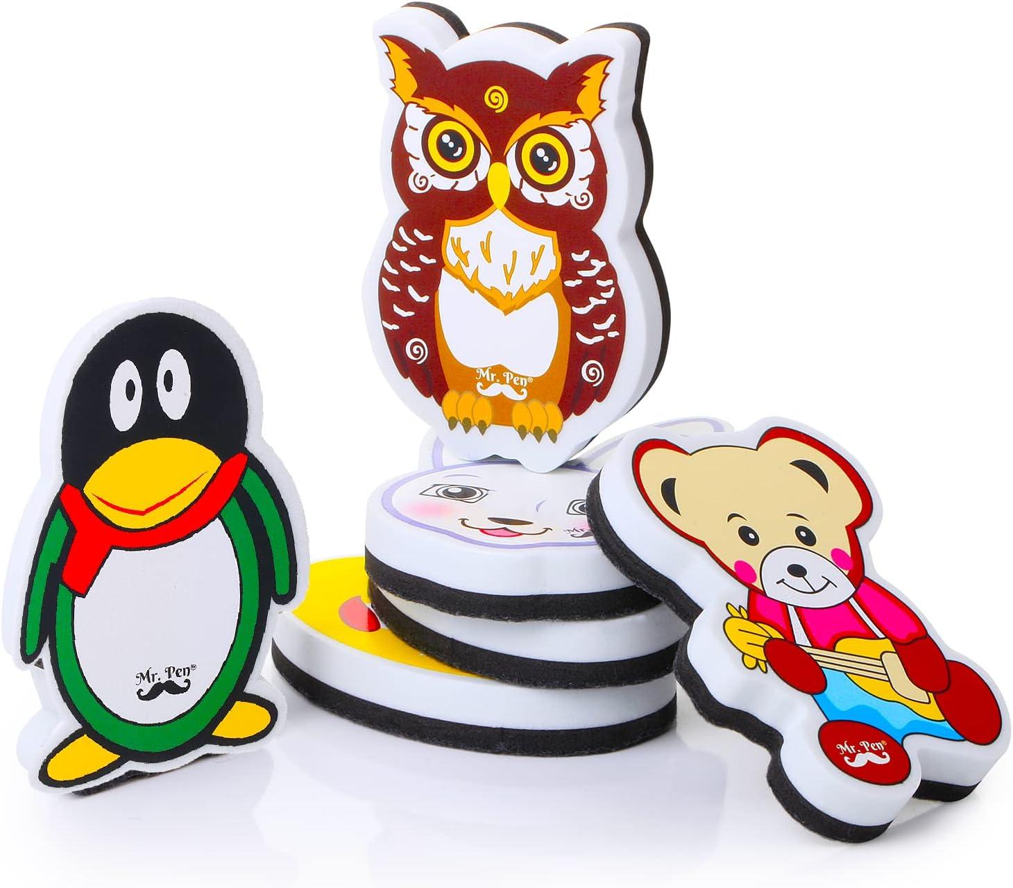 Mr. Pen- Cute Dry Erase Erasers, 6 Pack, Animal Shaped Whiteboard Erasers, Magnetic Eraser for Dry-Erase Boards