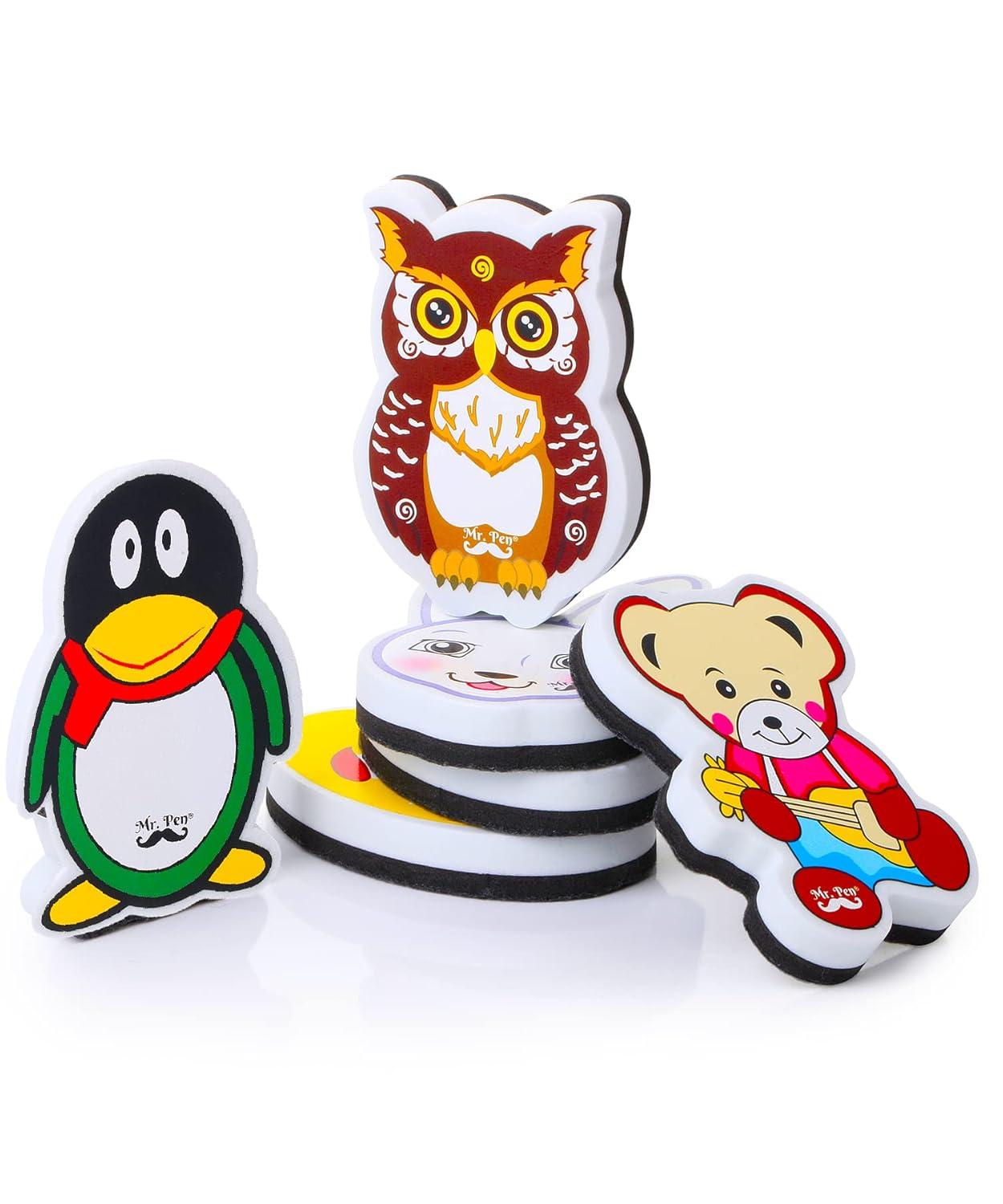 Mr. Pen- Cute Dry Erase Erasers, 6 Pack, Animal Shaped Whiteboard Erasers, Magnetic Eraser for Dry-Erase Boards