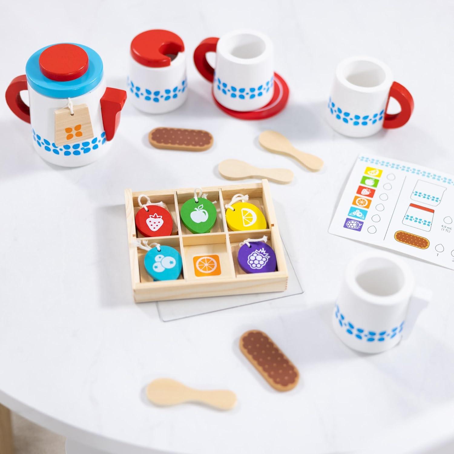 Melissa & Doug 22 Piece Wooden Steep and Serve Tea Set