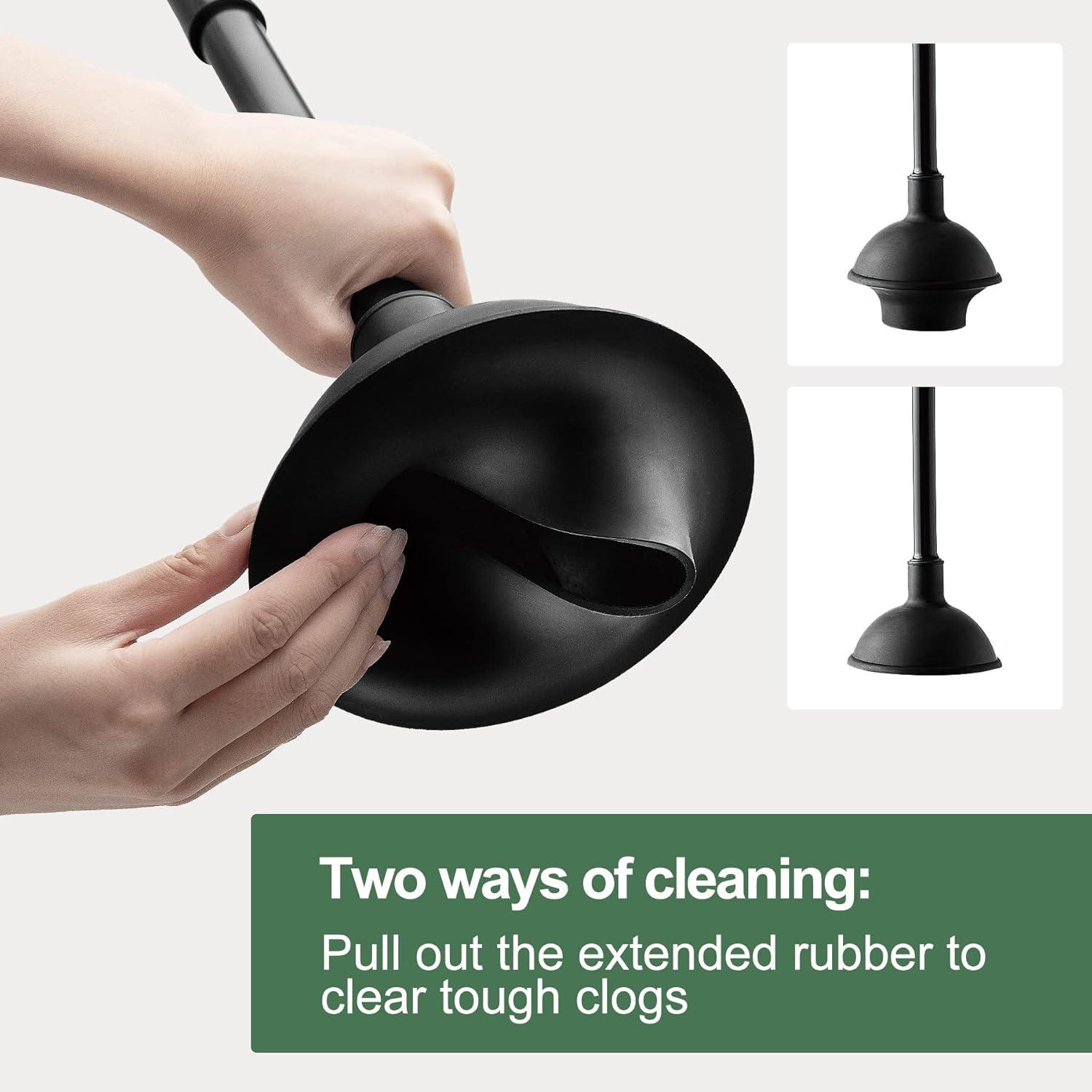 Black 2-in-1 Toilet Plunger and Brush Set with Holder