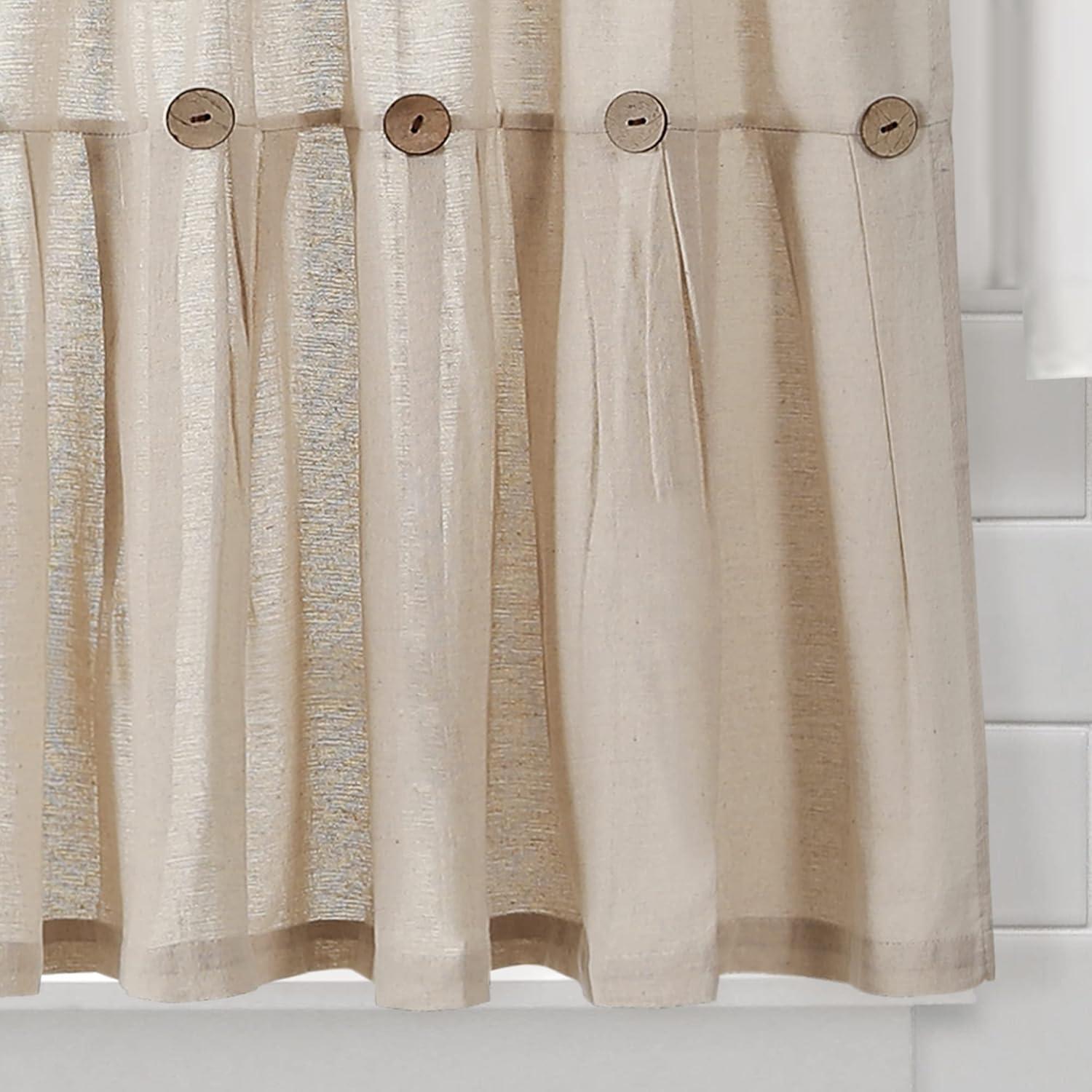 Linen Button Cotton Blend Tailored 29'' W Cafe Curtain