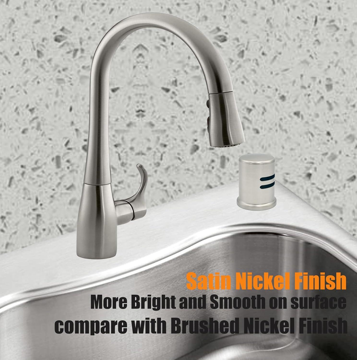 Thrifco 4405742 Kitchen Dishwasher Air Gap Cap (Flanged) - Satin Nickel Finish Brass