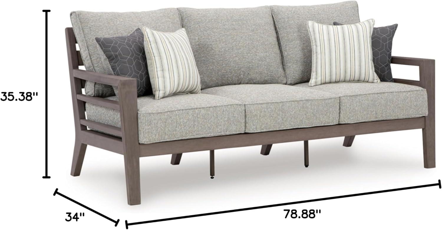 Gray Weatherwood Outdoor Sofa with Cushions and Pillows