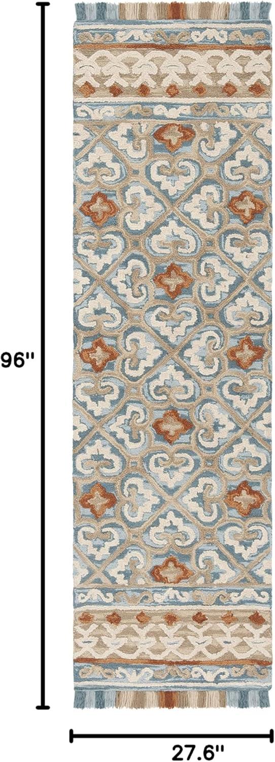 Blossom BLM420 Hand Tufted Area Rug - Light Beige/Blue - 4'x6' - Safavieh.