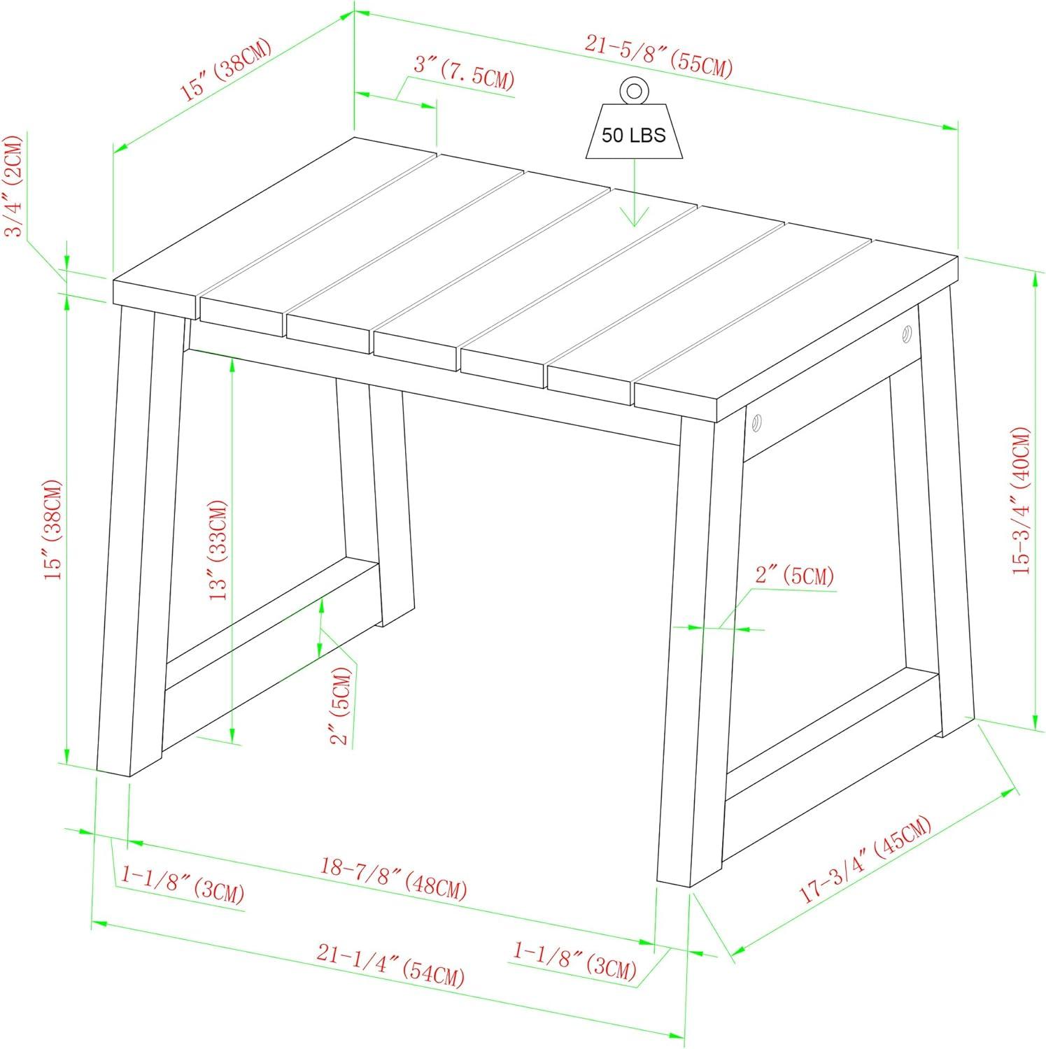 Natural Acacia Wood Slatted Outdoor Side Table