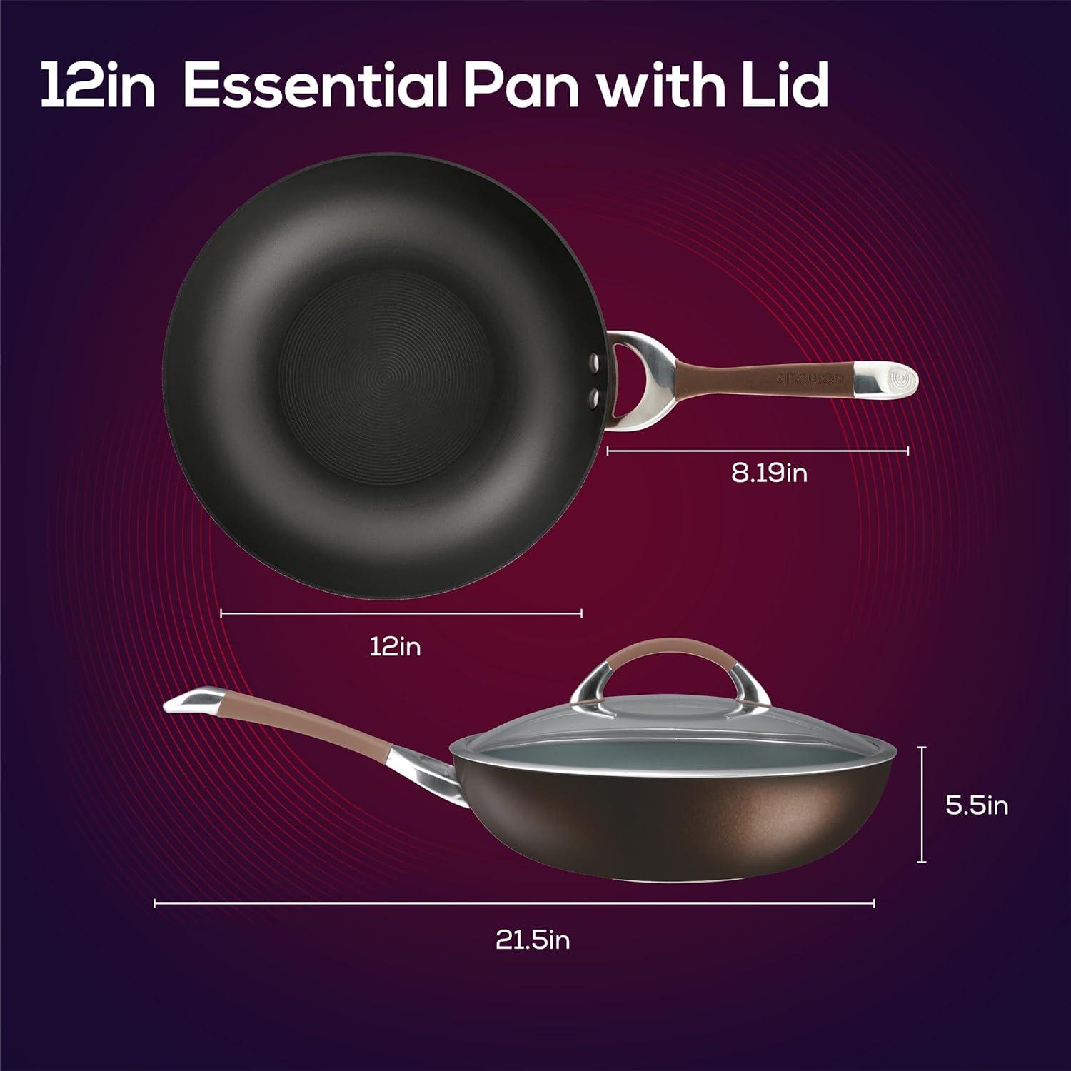 Circulon Symmetry 12-Inch Chocolate Nonstick Aluminum Pan with Lid