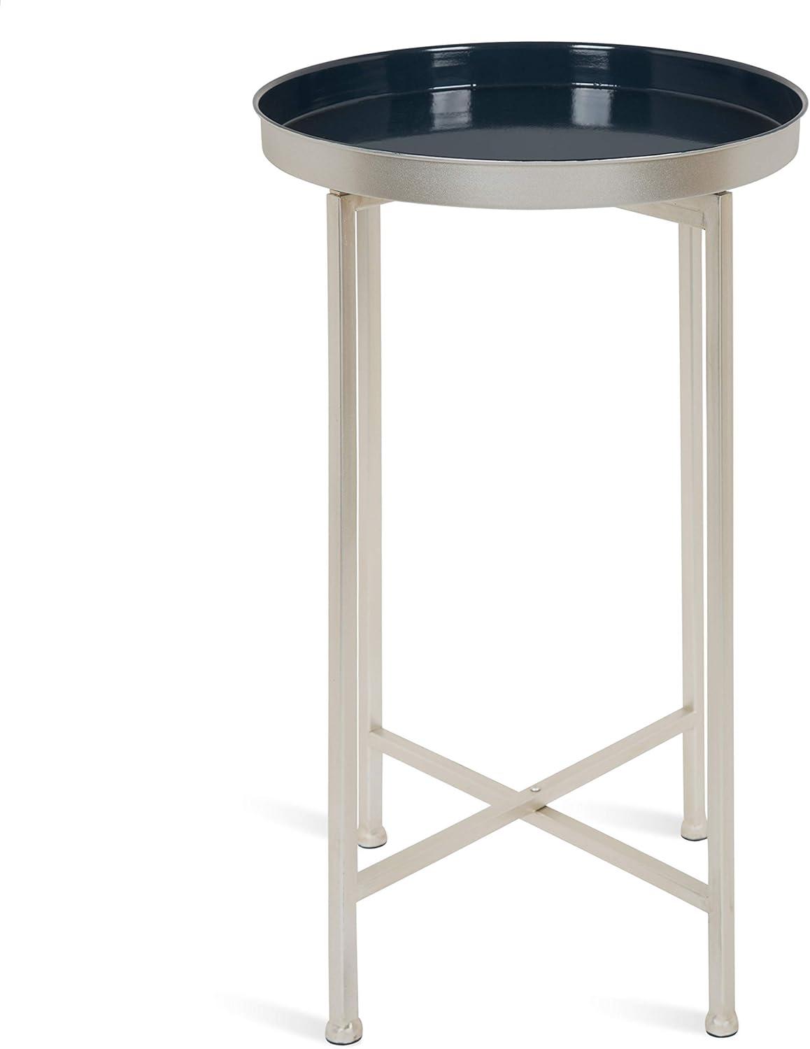 Kate and Laurel Celia Round Metal Foldable Tray Accent Table