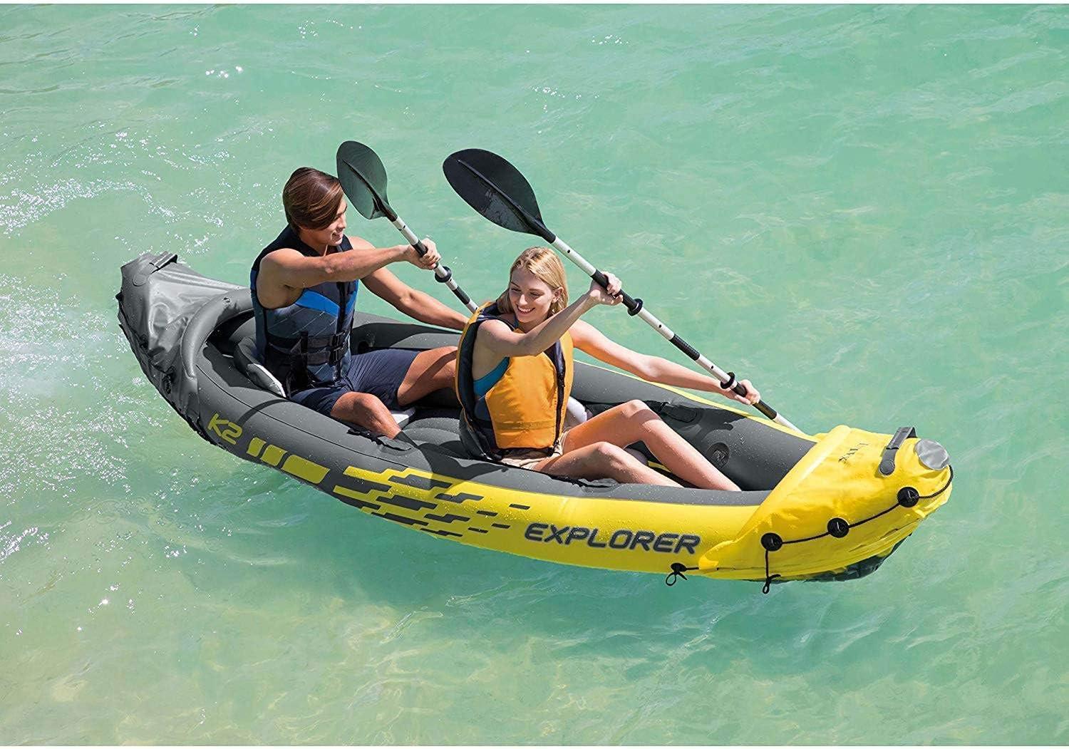 Intex 2-Person Inflatable Kayak w/ Oars & Air Pump & 4 Person Boat w/ Oars &Pump