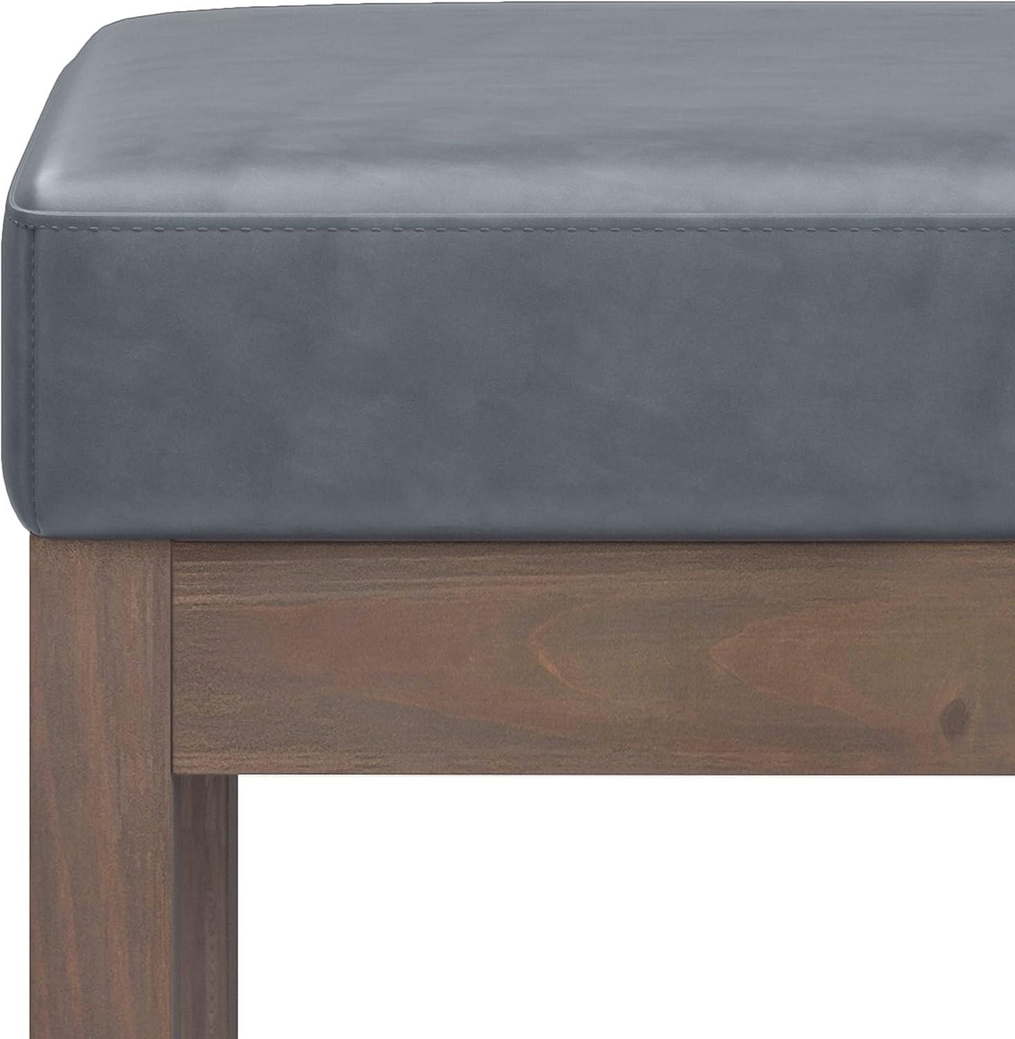 Simpli Home Milltown Ottoman Bench with Upholstered Seat and Solid Wood Frame